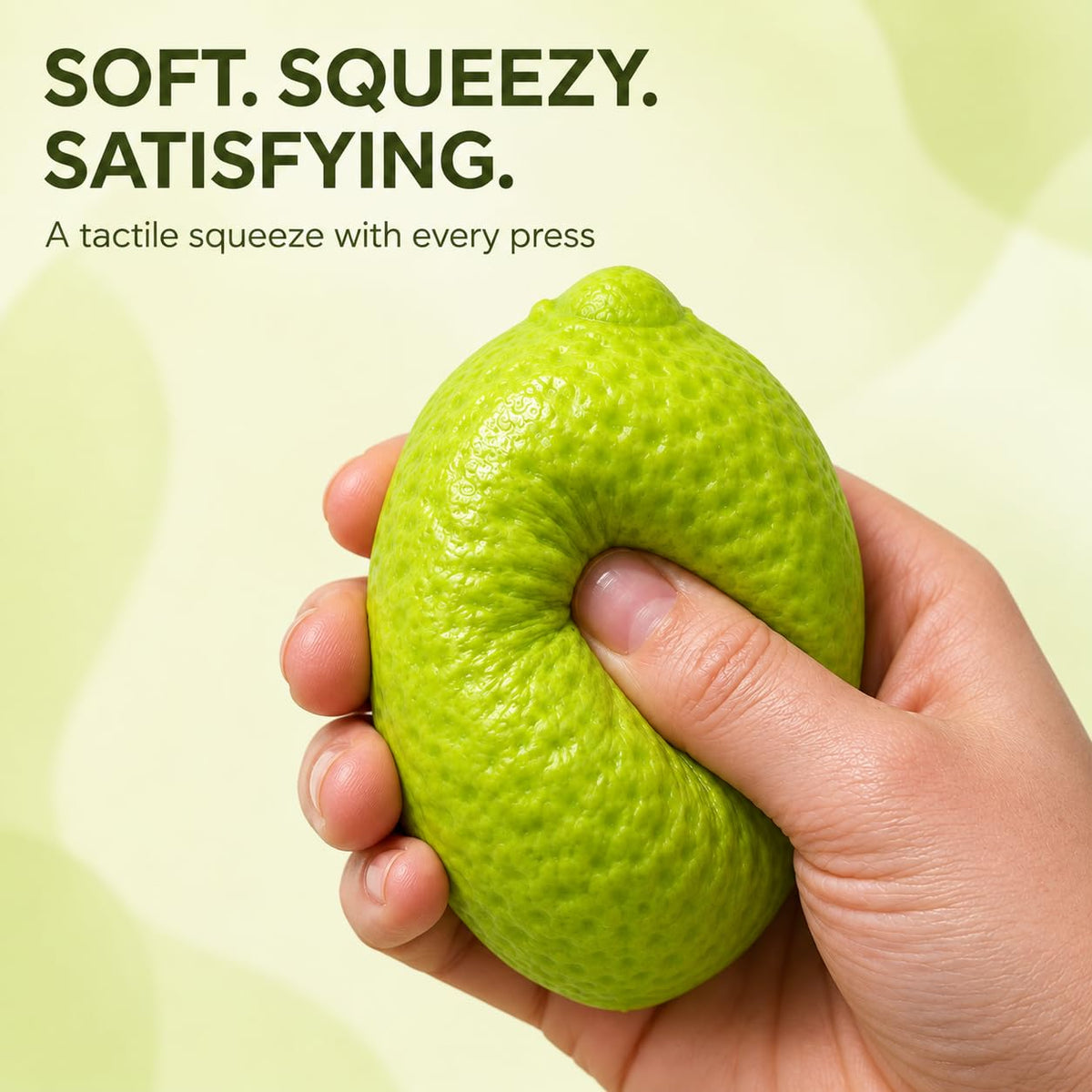 Realistic Fake Food Squishy, Soft Slow Rising Squeeze Stress Relief Fidget Toy for Adults (Green Lemon)