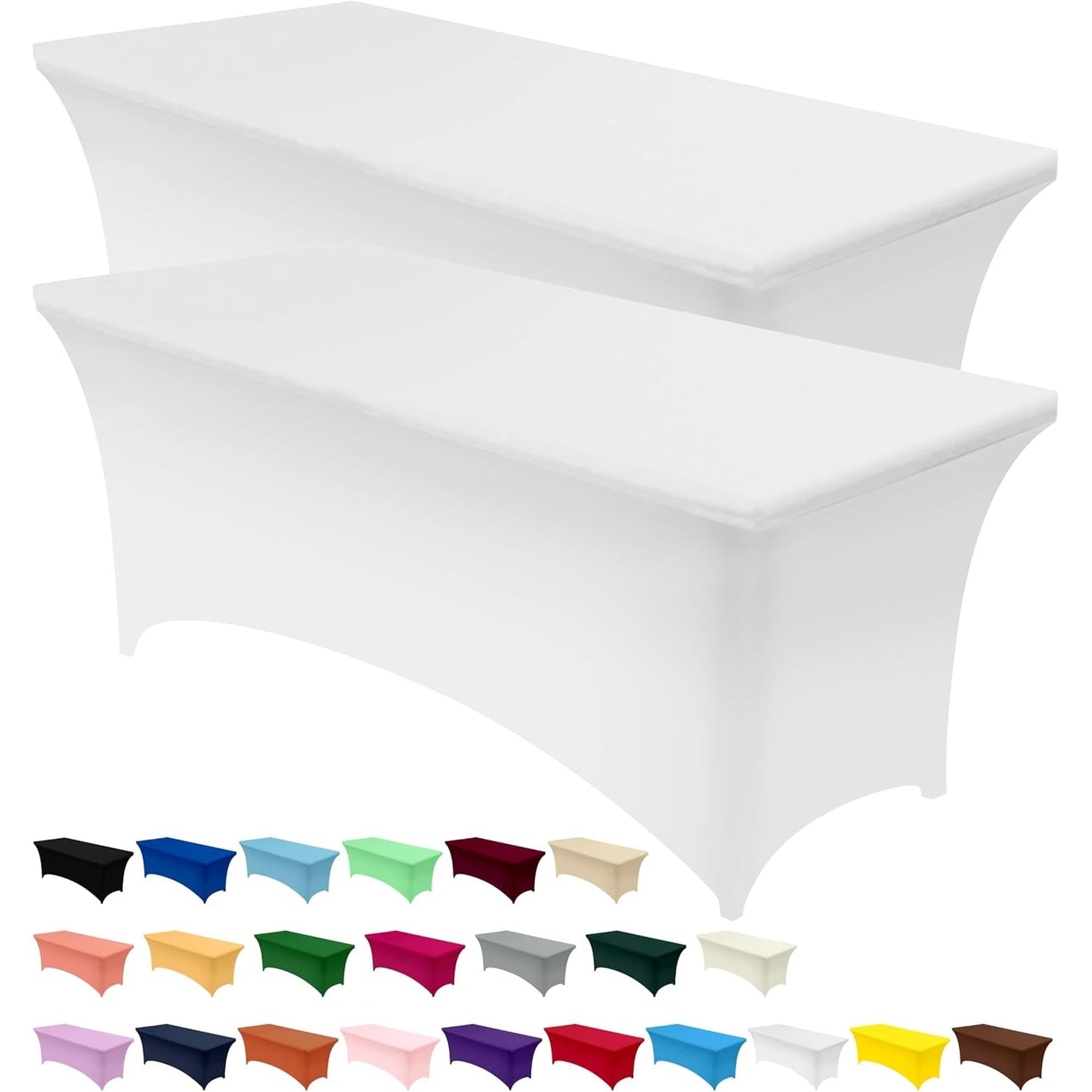 Utopia Kitchen Spandex Tablecloth 2 Pack [6FT, Black] Tight, Fitted, Washable and Wrinkle Resistant Stretch Rectangular Patio Table Cover for Event, Wedding, Banquet & Parties [72Lx30Wx30H Inch] - Medaid International