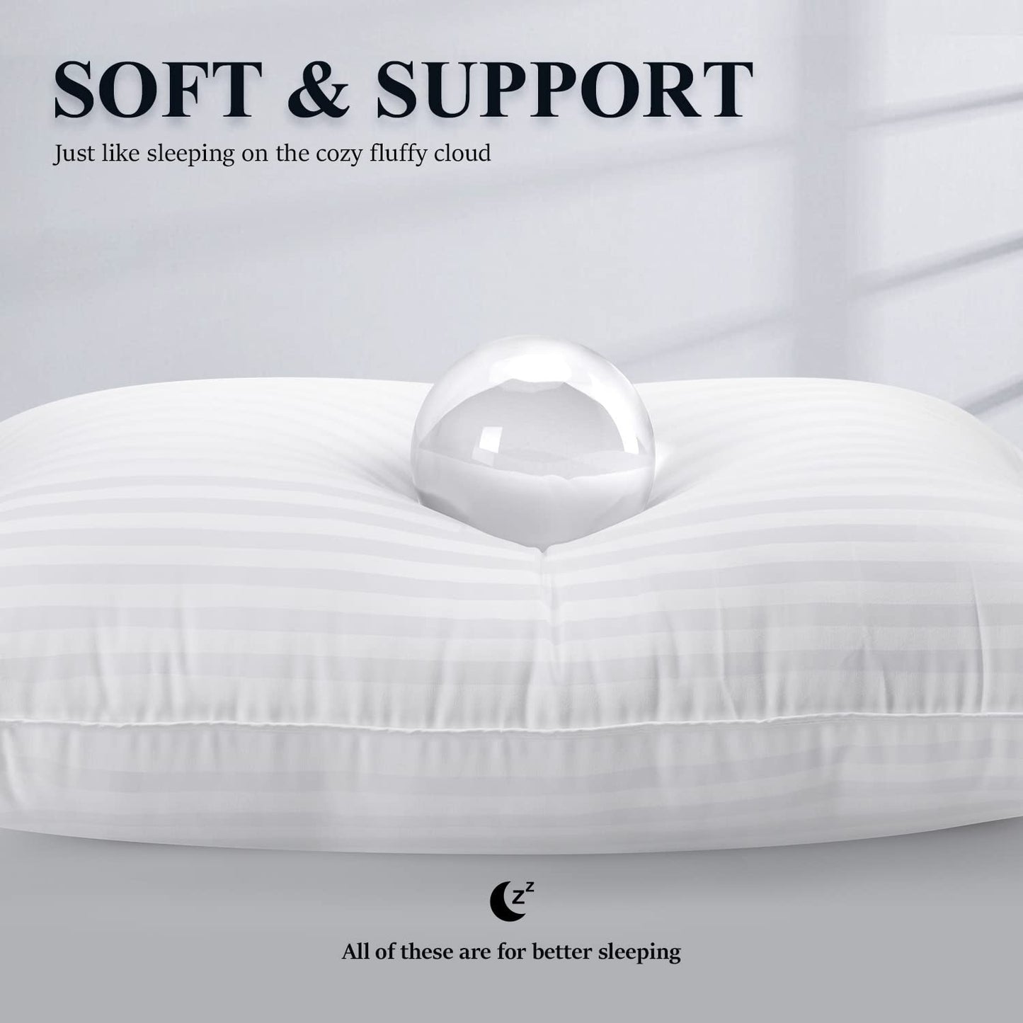 COZSINOOR Bed Pillows for Sleeping Queen Size - Hotel Quality Set of 2 - Breathable Down Alternative Microfiber Filled for Back, Stomach, Side Sleepers, Cooling & Skin-Friendly - Medaid International