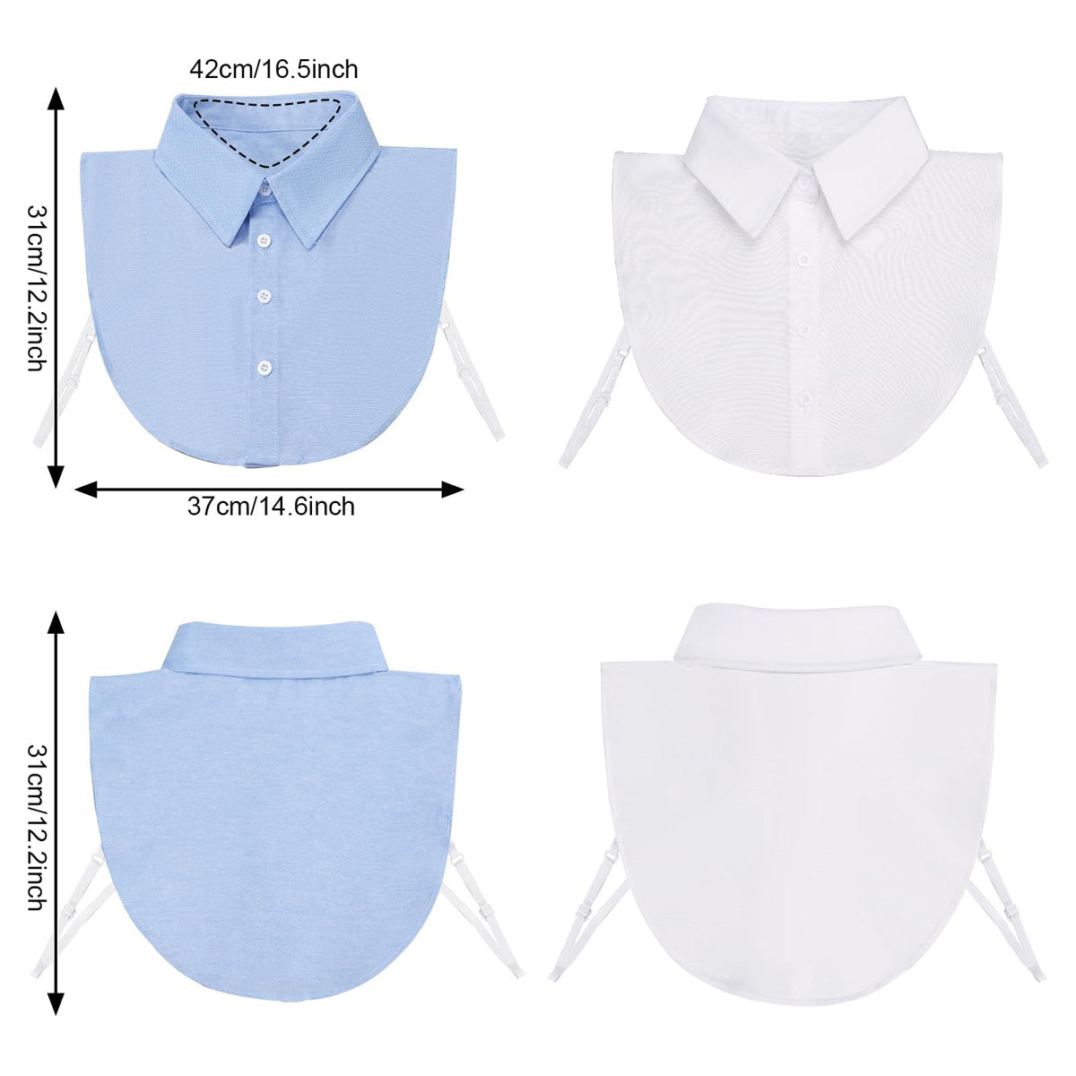 3 Pack Fake Collars, KASTWAVE White Detachable Turtleneck Dickey Collar Black Half Shirts False Top Mock Blouse Ladys Shirt Joker Decorative Cuff Cotton Choker Tie Lapel Point