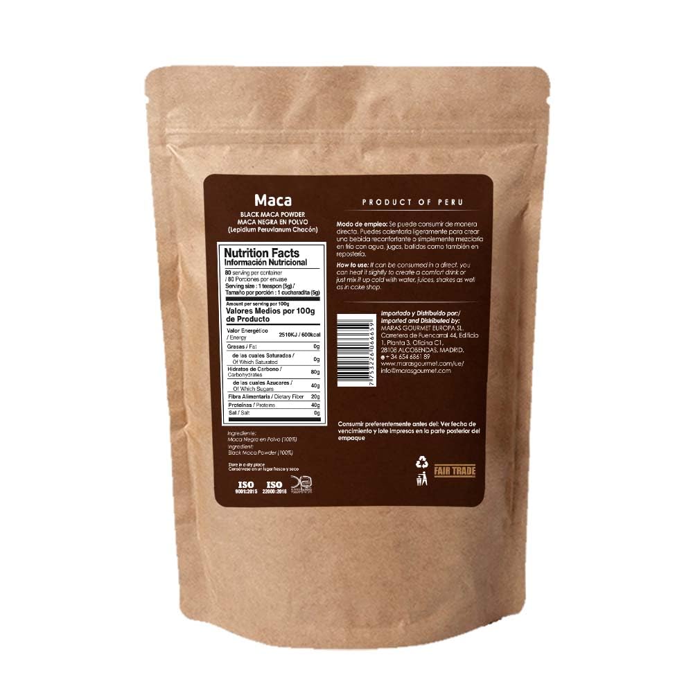 MARAS GOURMET | Organic Peruvian Black MACA (Gelatinized Powder) | 14.1 oz. (400g) | 80 Servings - Medaid International