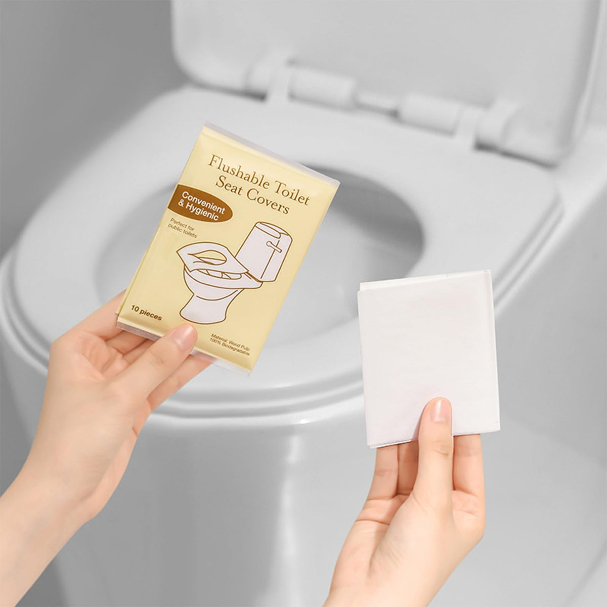 KASTWAVE 50PCS Toilet Seat Covers Flushable, Travel Essentials for Public Restrooms, Airplane, Camping Convenient Paper Covers, Toilets for Adults and Toddlers & Kids