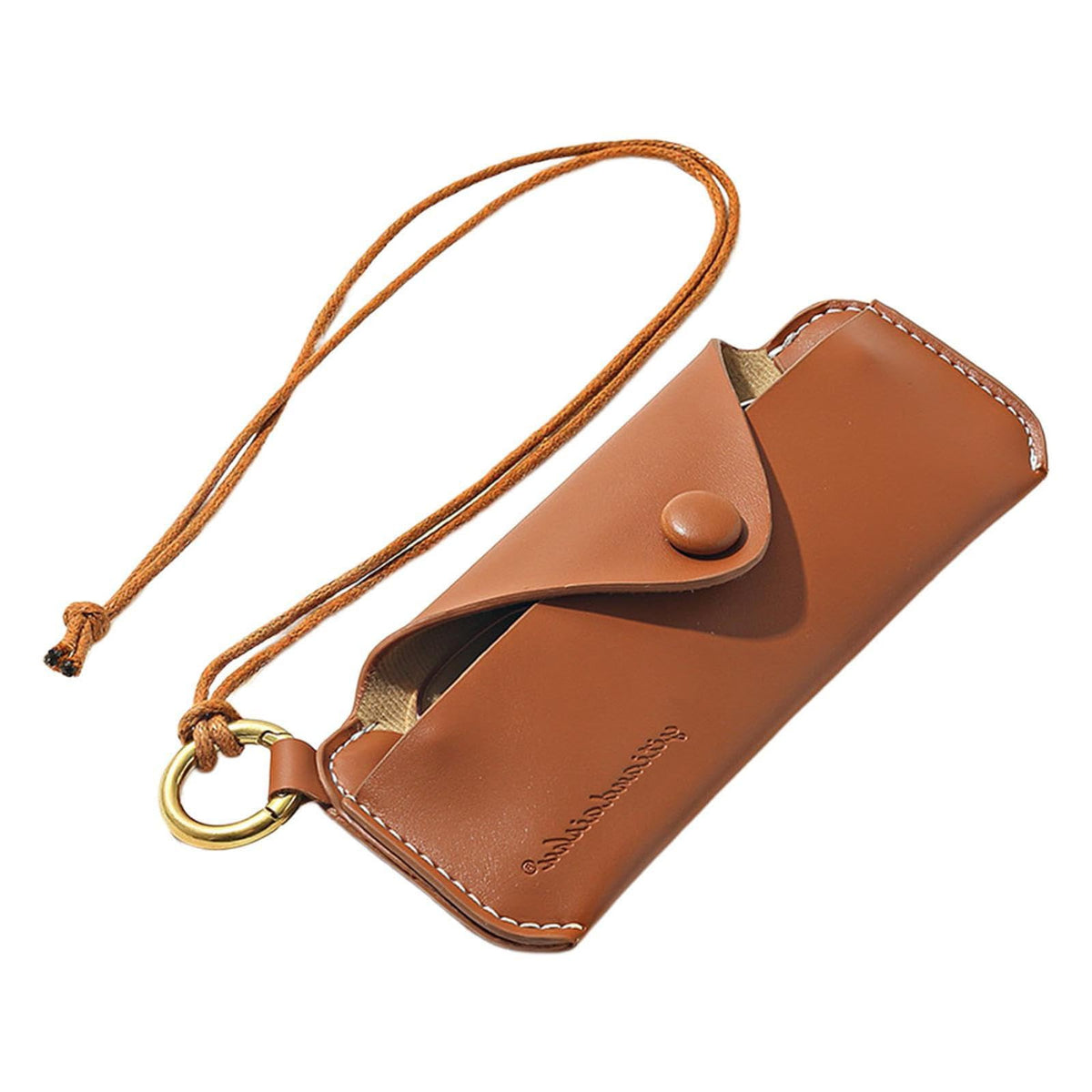 KASTWAVE Portable Genuine Leather Glasses Pouch - Slim Case for Sunglasses & Reading Glasses, Soft Eyewear Holder