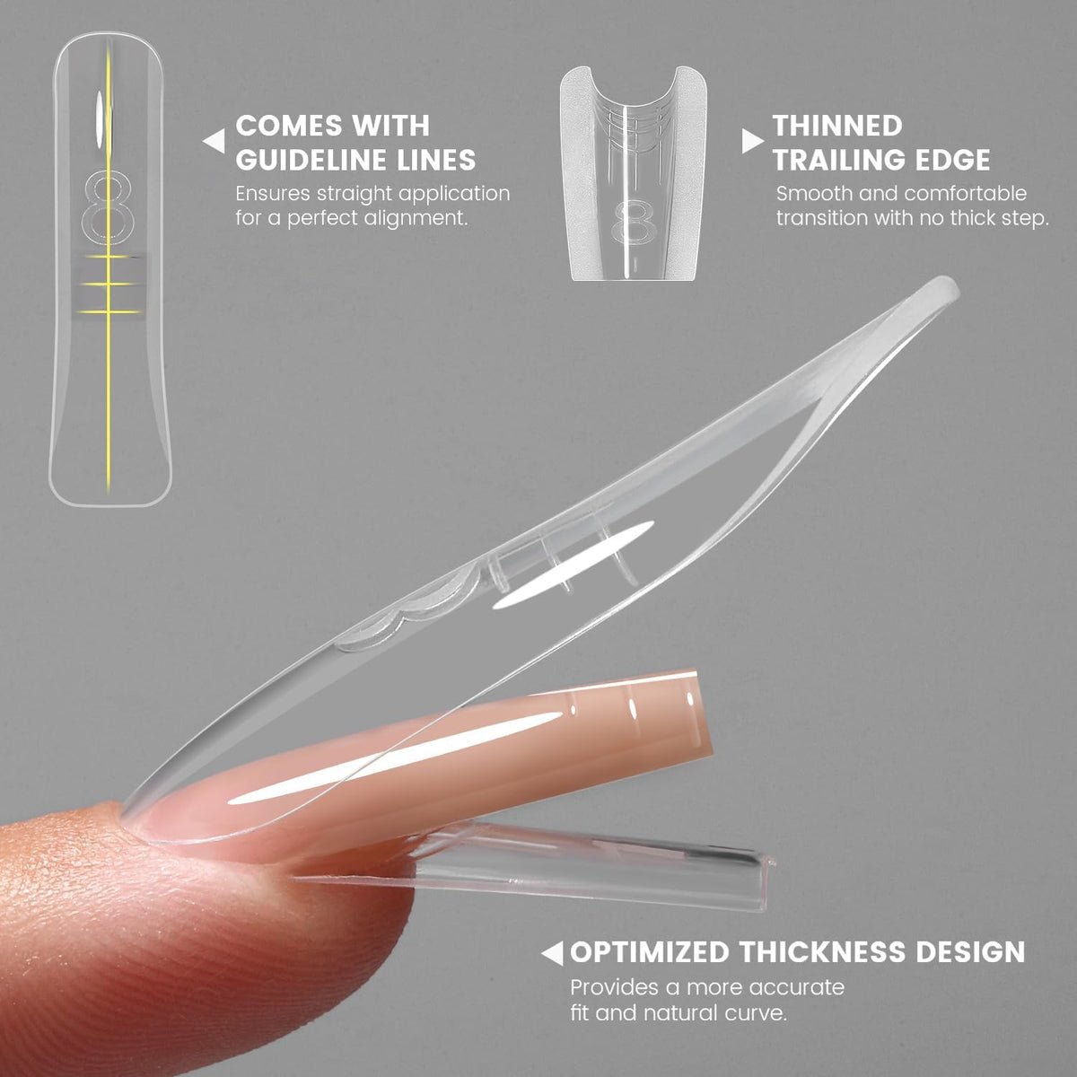 TERRIFI 240 PCS Square Sandwich Nails Dual Forms with Box, 15 Sizes Top and Bottom Nail Molds for Quick Extension, Reusable Short Square Dual Forms with Scale Lines for Salon DIY Nail Art