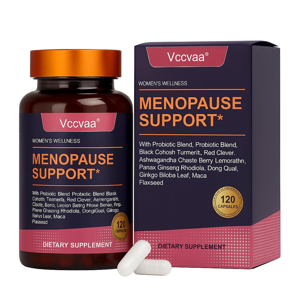 Vccvaa 40-in-1 Menopause Support for Women – Hormonal Balance, Hot Flash & Mood Relief – Black Cohosh, DIM, Maca, Red Clover, Probiotics, B6, D3 & More – Vegan, 120 Capsules - Medaid International