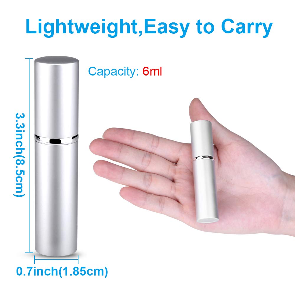 Portable Mini Refillable Perfume Bottle, 3 Pcs Travel Size Perfume Atomizer Empty Spray Bottle Case for Outdoor and Traveling with Funnel and Perfume Diffuser (A - 6ml (Black+Silver+Dark Blue)) - Medaid International