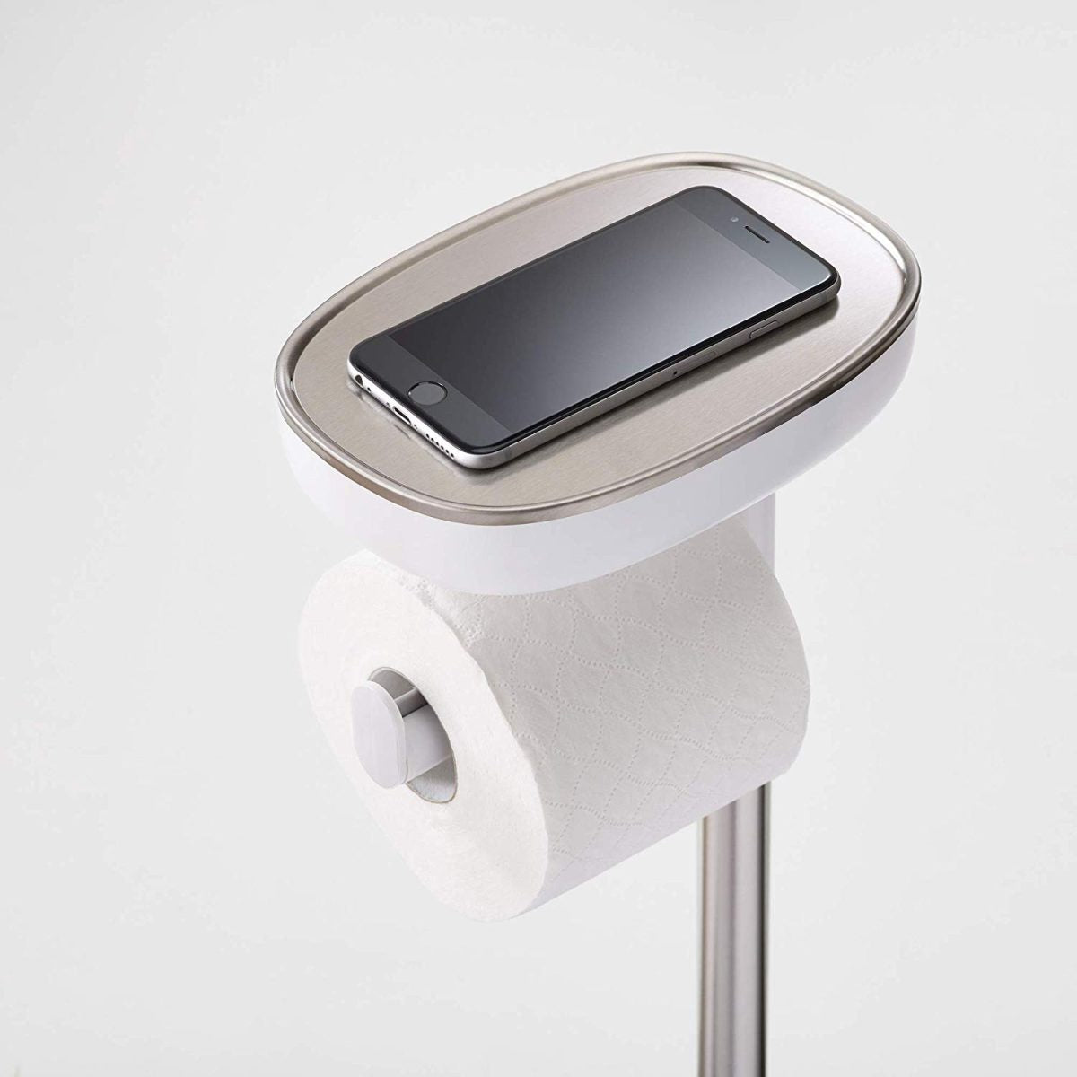 Joseph Joseph EasyStore Butler Toilet Paper Holder Stand and Spare Roll Storage with Shelf and Drawer, Stainless Steel - Medaid International