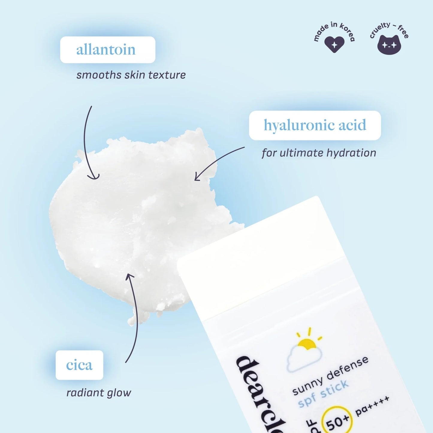 dearcloud Sunny Defense Sunscreen Stick SPF 50+ PA++++ – Korean Sunscreen for Face & Travel Size (.68 oz) - Medaid International