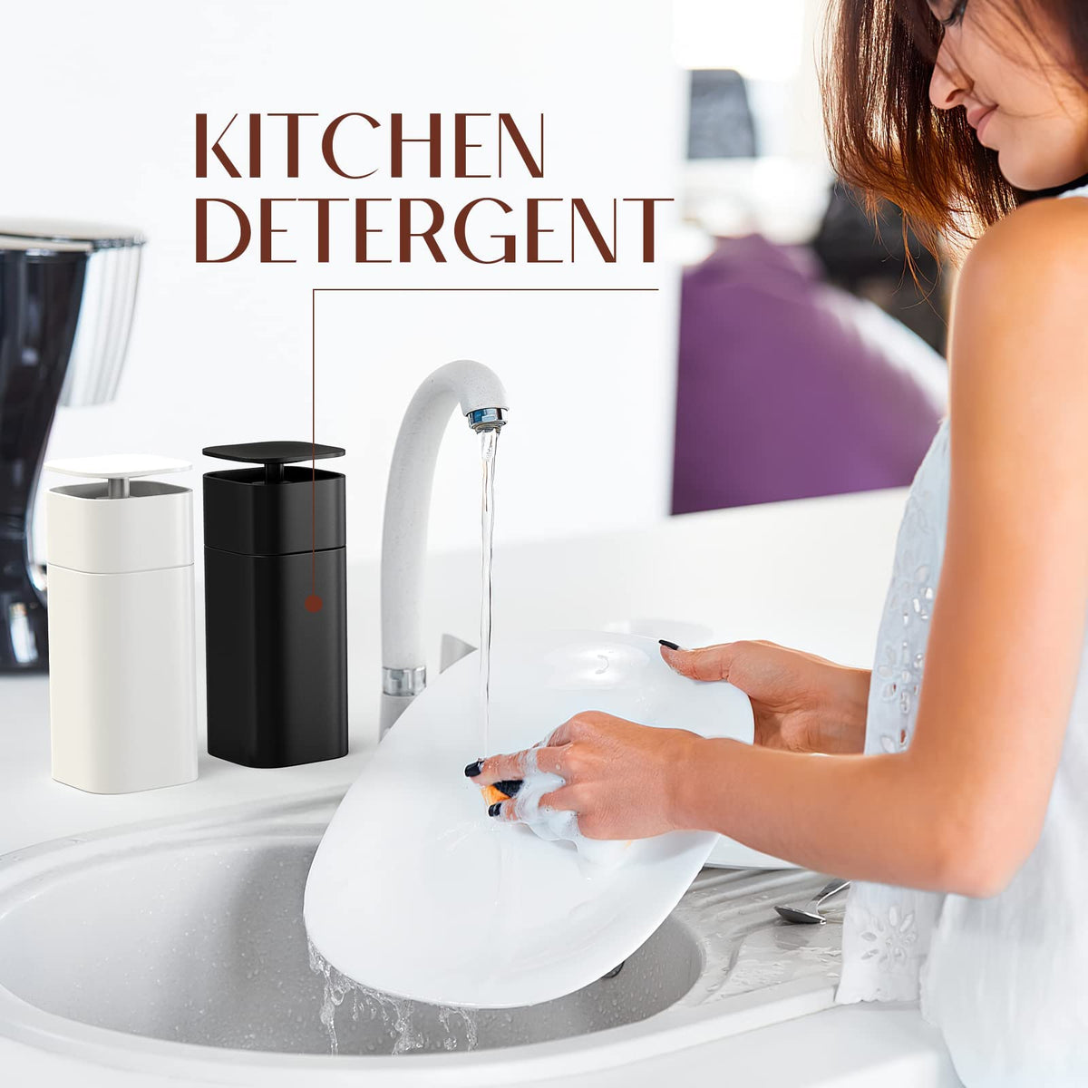 TERRIFI Push Down Pump Dispenser - 14oz Liquid Dispenser Bottle, Ideal for Cosmetics, Body Wash, Hand Soap, Shampoo, Makeup Remove - Travel Size (400ml Black)