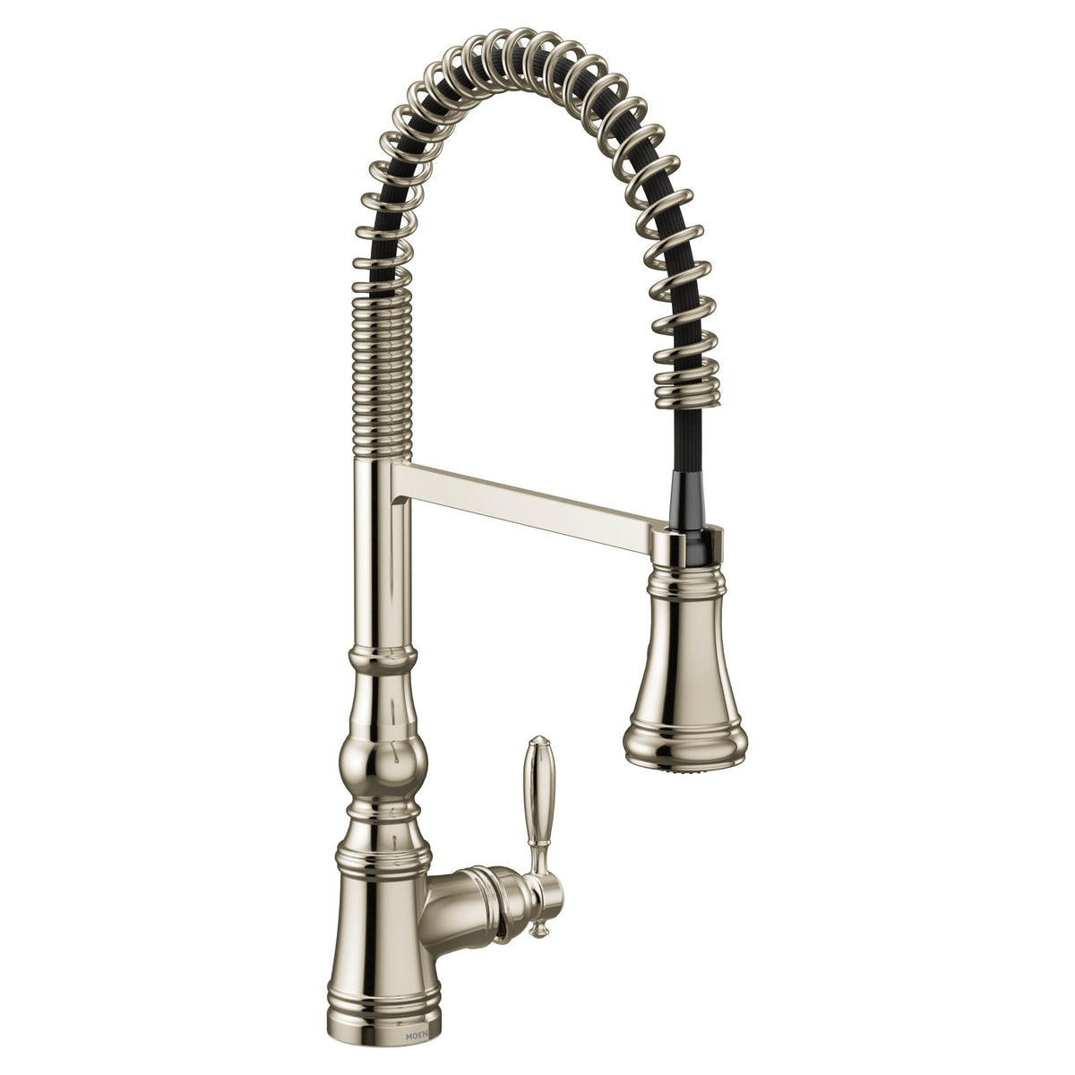 Moen S73104NL Weymouth One-Handle Spring Pulldown Kitchen Faucet with Power Boost, Polished Nickel