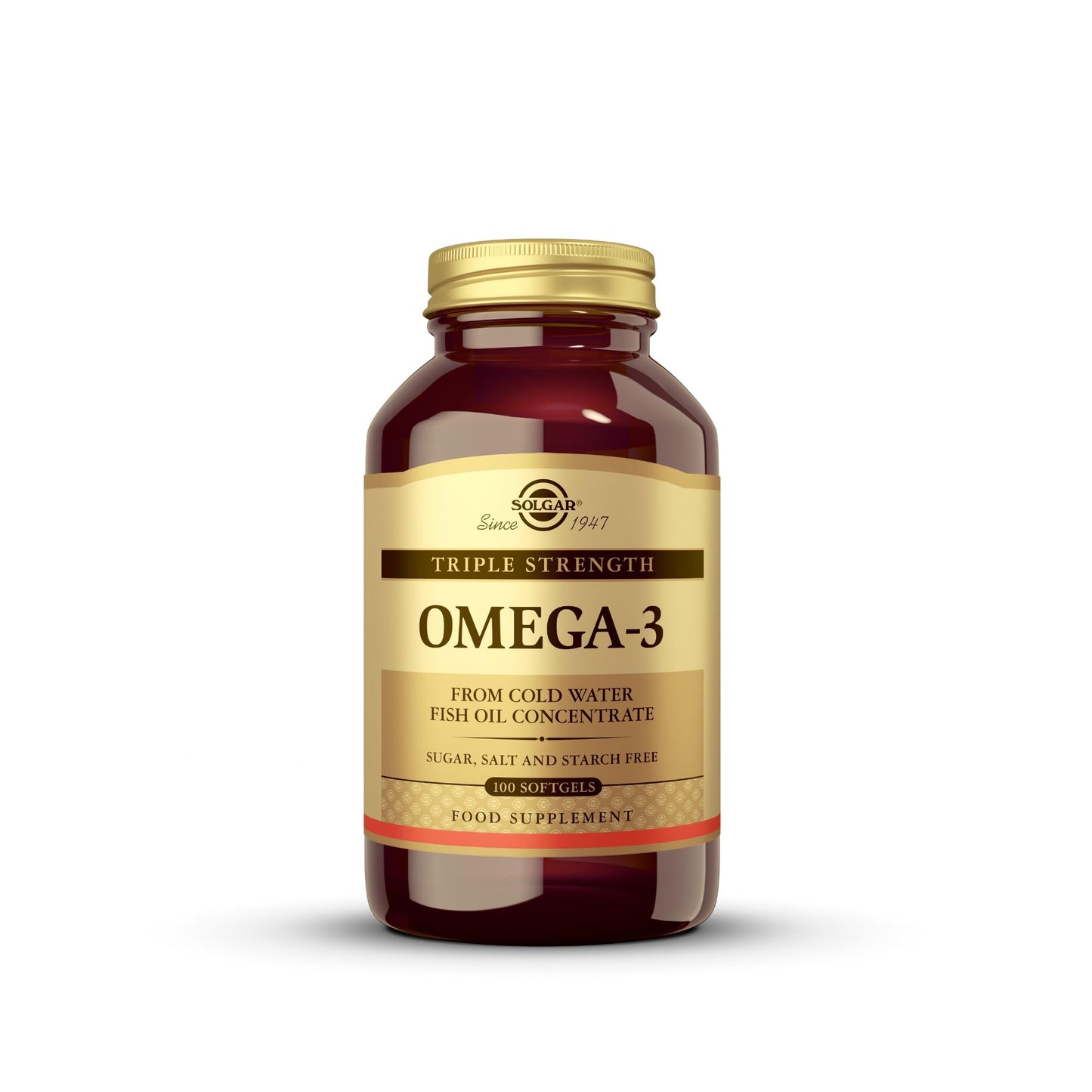 Solgar Triple Strength Omega-3 950 mg, 100 Softgels - Supports Cardiovascular, Joint & Skin Health - Heart Healthy Supplement - Essential Fatty Acids - Non GMO, Gluten Free, Dairy Free - 100 Count - Medaid International