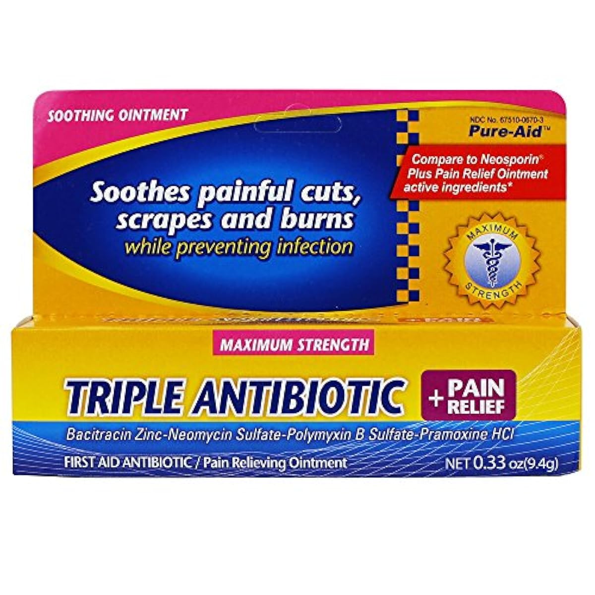 Pure-Aid Triple Antibiotic Pain Relief, 0.33oz (1 Pack) - Medaid International