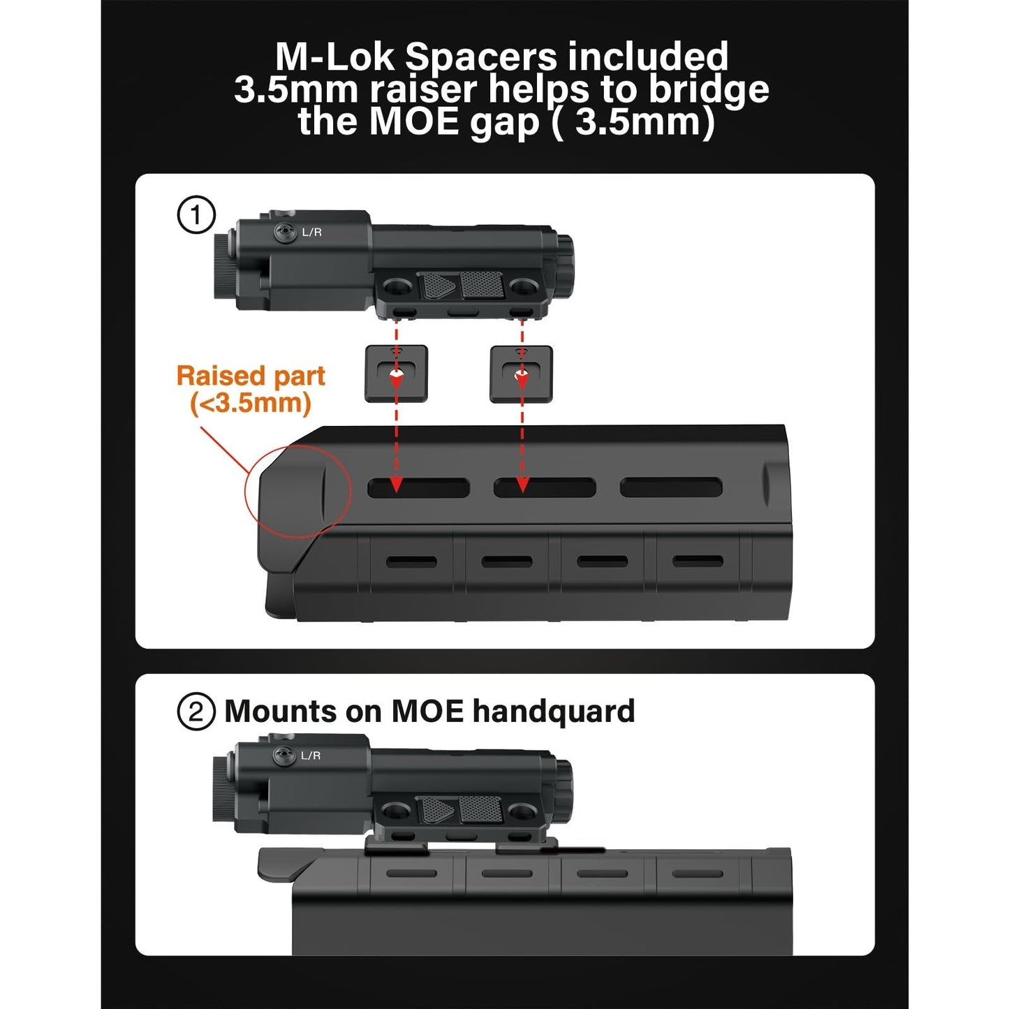 Mlok Picatinny Mounted 940nm IR Illuminator Flashlight IR Laser Combo for Night Vision Scope, Rechargeable Infrared Scope Hunting Light for Night Vision Optics (Must be Used with Night Vision Devices) - Medaid International