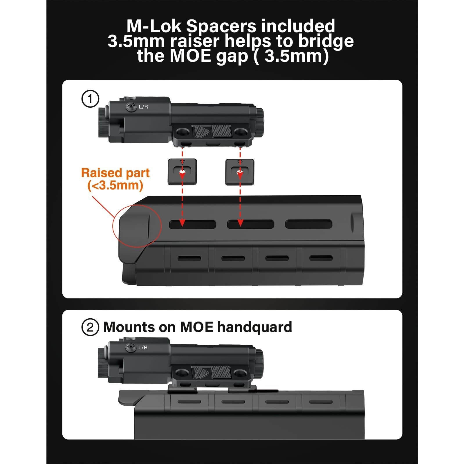 Mlok Picatinny Mounted 940nm IR Illuminator Flashlight IR Laser Combo for Night Vision Scope, Rechargeable Infrared Scope Hunting Light for Night Vision Optics (Must be Used with Night Vision Devices) - Medaid International