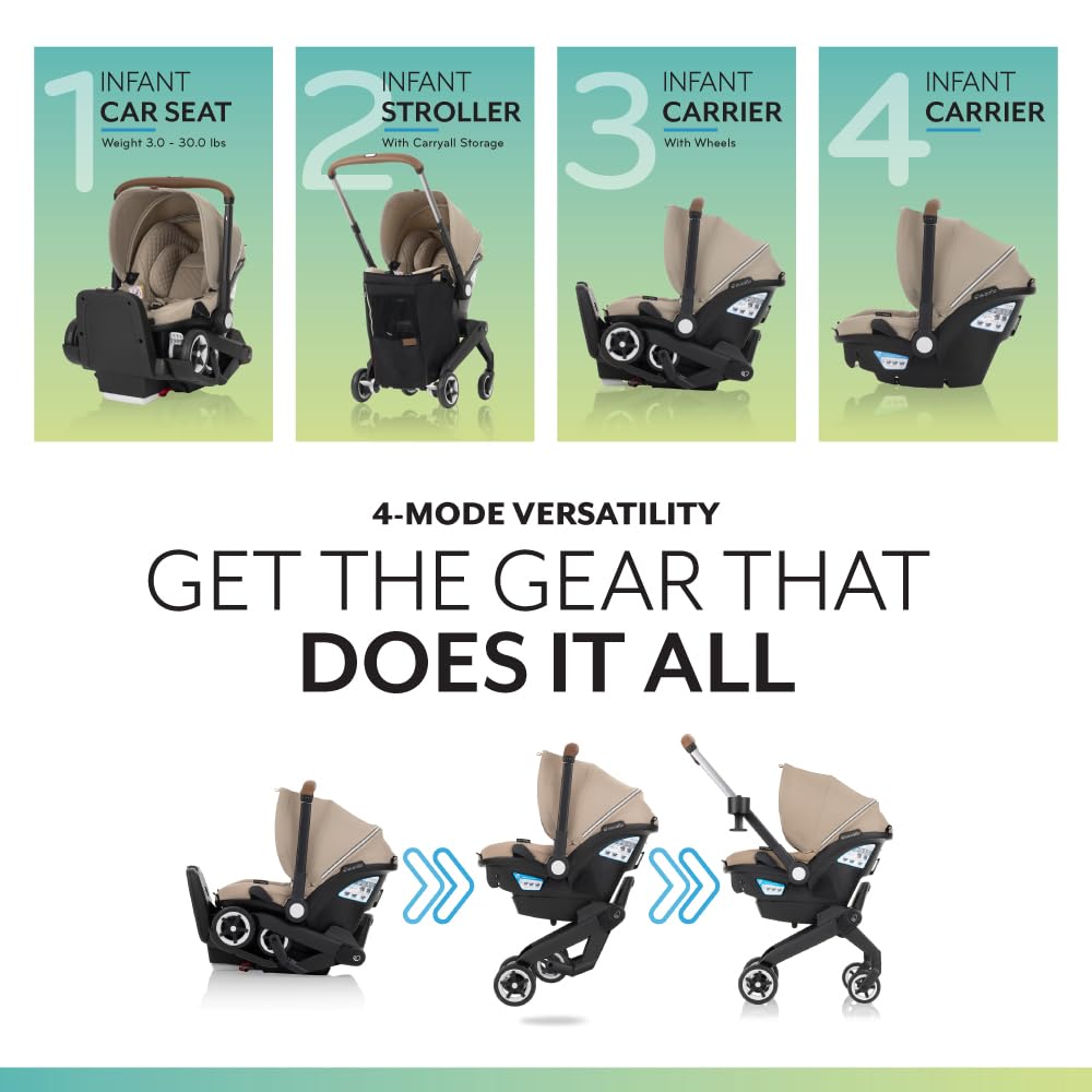 Evenflo® Shyft™ DualRide™ Infant Car Seat - Stroller Combo with Carryall Storage Champagne