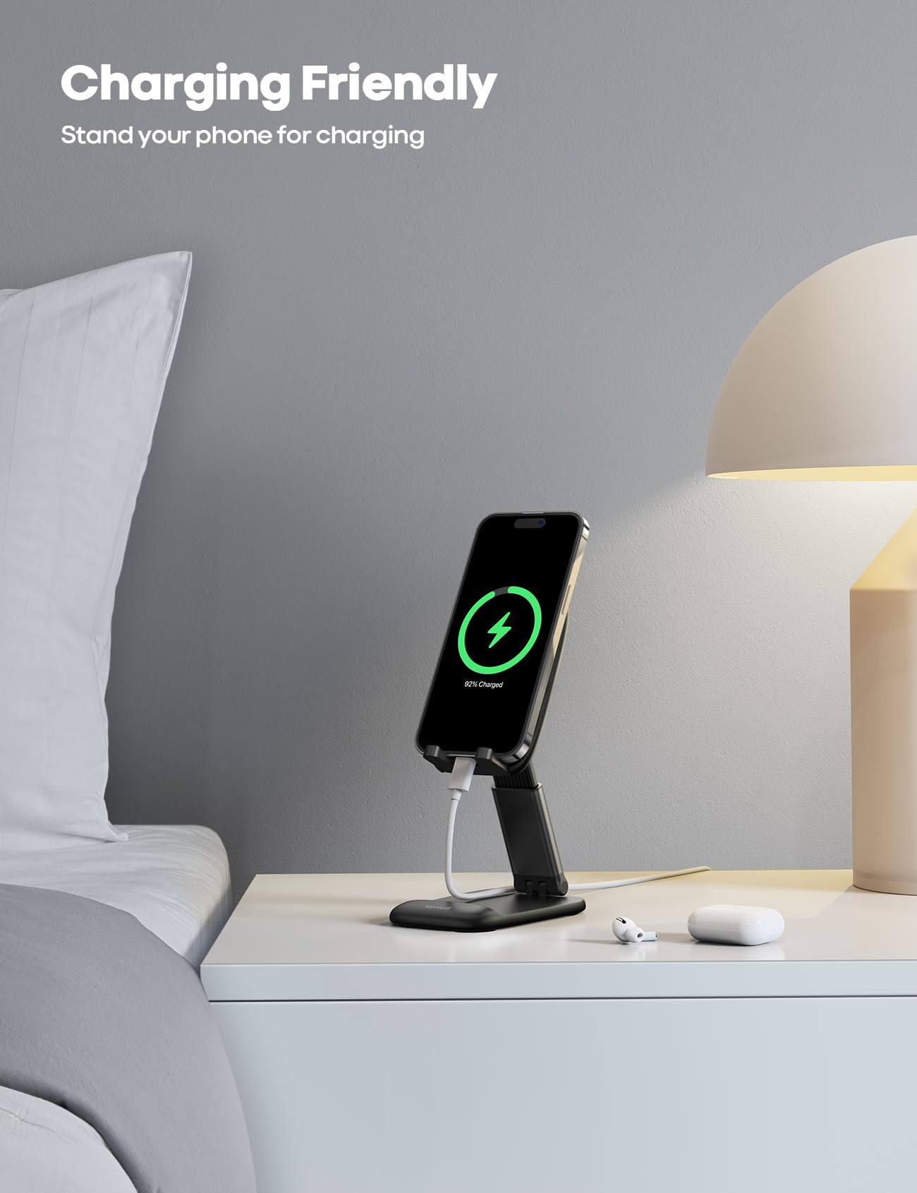 Lamicall Cell Phone Stand for Desk - [Height Adjustable] Foldable Mobile Phone Holder, Portable Stand for iPhone 17 16 15 14 13 12 11 Pro Max Plus Air, Galaxy S25 S24, Cellphones, Office Accessories - Medaid International