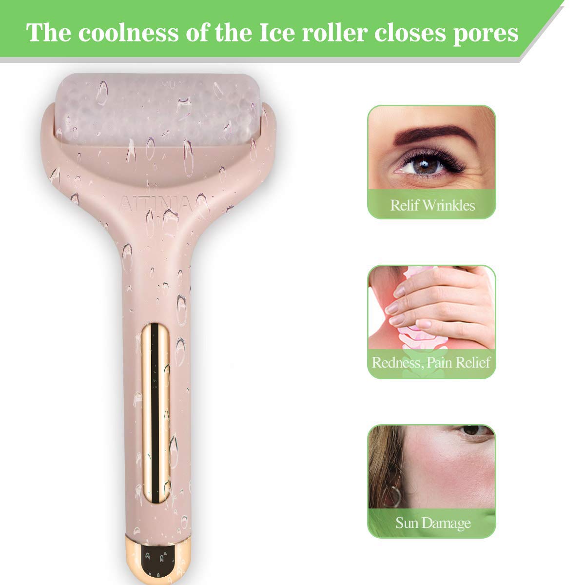 AITINIA Ice Roller Face Roller Massager for Puffiness Relief Pain and Minor Injury Beauty Products to Tighten Pores Whiten Skin - Medaid International