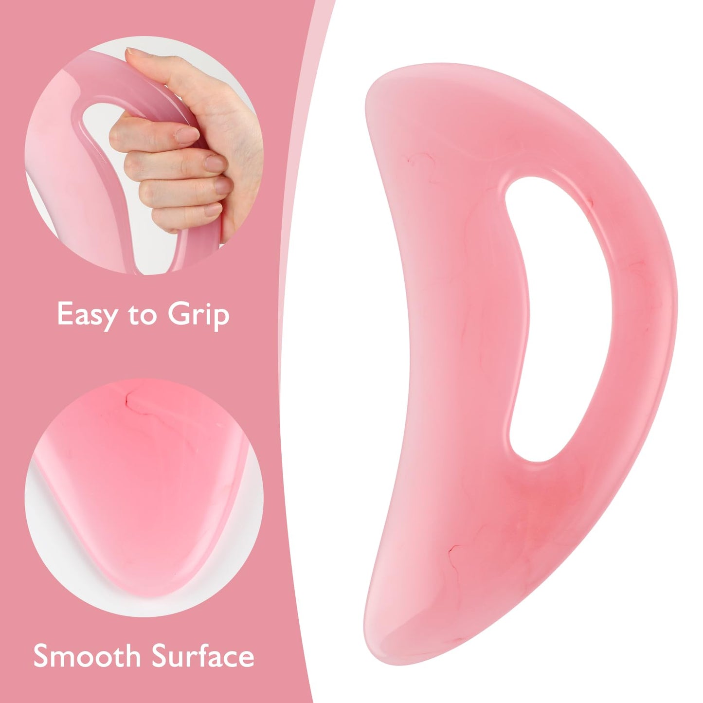YUXIANLB Gua Sha Massage Tool with Handle, Resin Massage Tool Lymphatic Drainage Massager, Large Guasha Scraping Tool for Back Neck Leg Face, Body Gua Sha Tools for Women, Men (Pink) - Medaid International