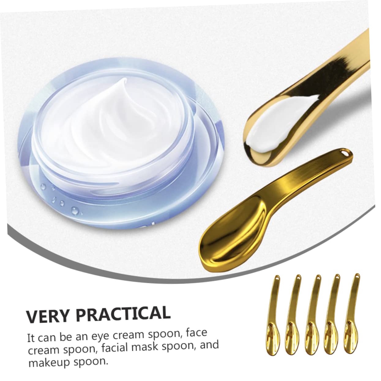 HEALLILY 5pcs Makeup Supply Zinc Alloy Face Cream Eye Cream Spoon for Skincare Golden Facial Mask Scoop Travel-friendly Design - Medaid International