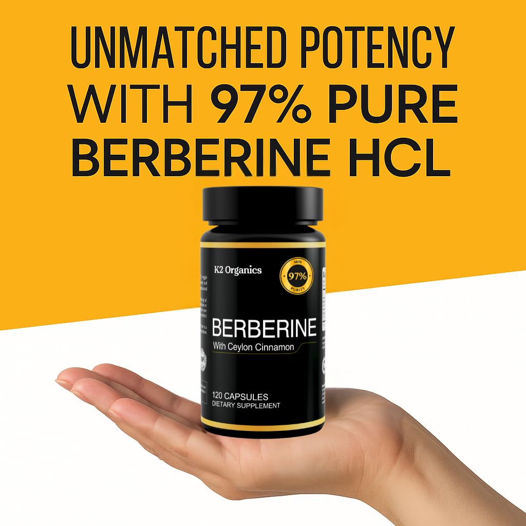 Berberine with Ceylon Cinnamon 1200mg – 97% Purity- Non-GMO, Gluten-Free, Lab-Tested Vegan Berberine Supplement (120 Count) - Medaid International