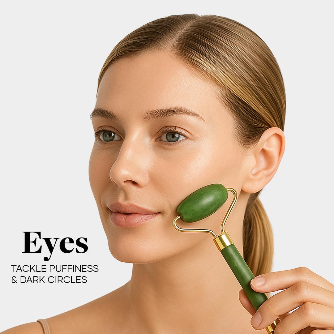 Saturn by GHC Facial Massager Jade Roller & Gua Sha Tool Natural Himalayan Stone for Face & Neck - Medaid International