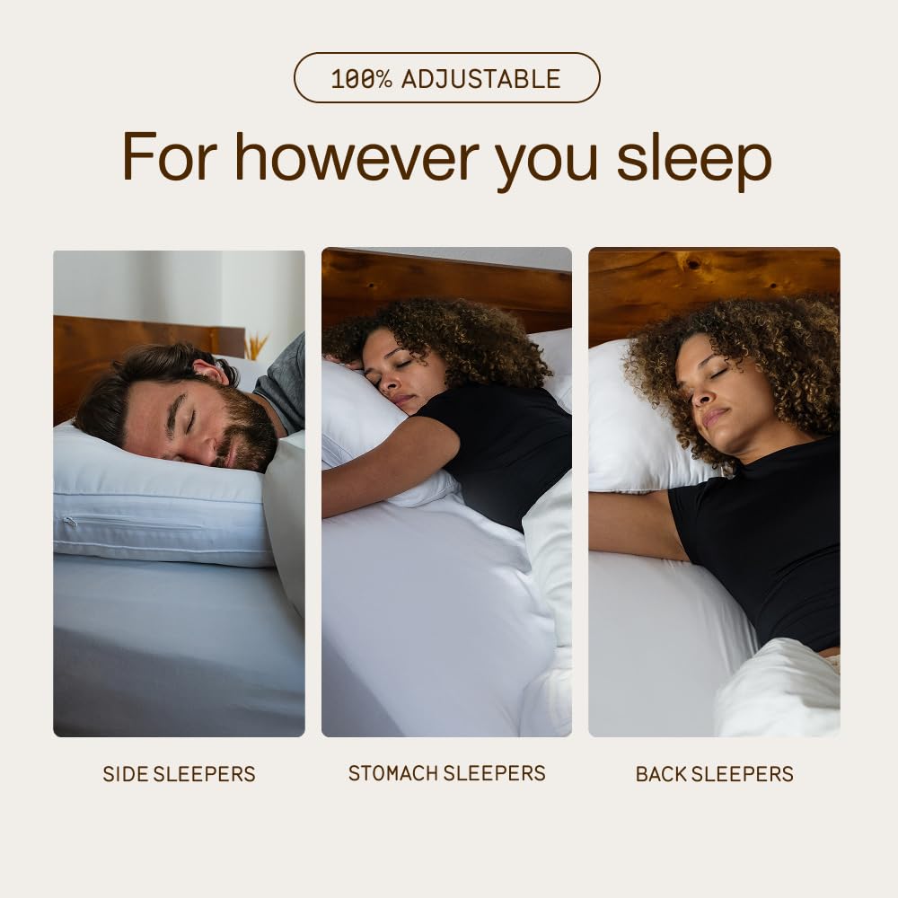 Coop Home Goods Essence Down Alternative Pillow Set of 2, Queen Size, Best Pillows for Sleeping, Adjustable Alternative to Down Pillows, Luxury Hotel Pillow for Back, Stomach or Side Sleepers - Medaid International