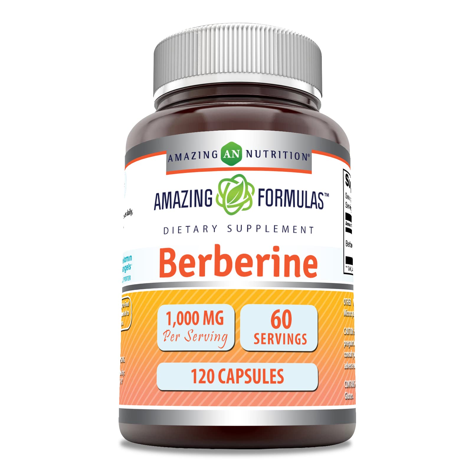 Amazing Formulas Berberine 1000mg Per Serving 120 Capsules Supplement | Non GMO | Gluten Free | Made in USA - Medaid International