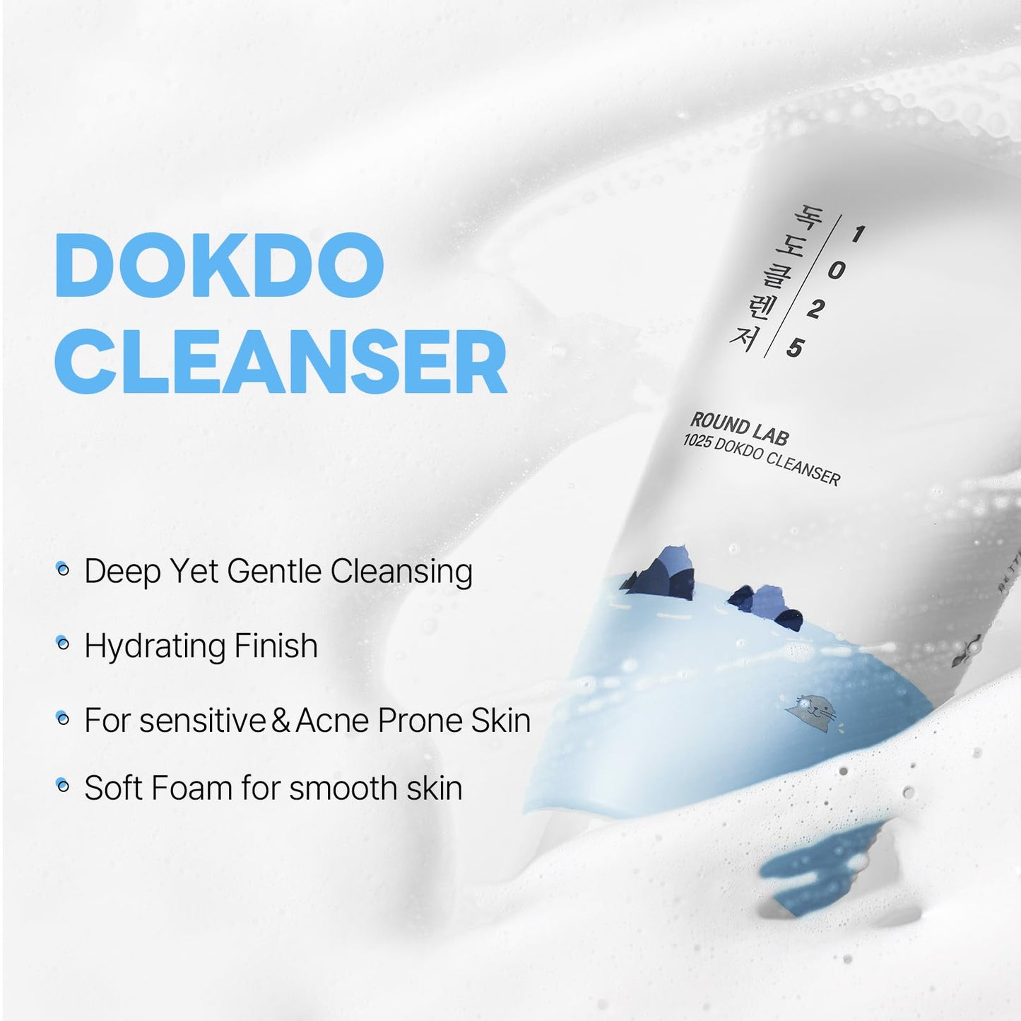 ROUND LAB 1025 Dokdo Cleanser 1.35 Fl Oz(Mini Travel Size), Low pH Facial Cleanser for Sensitive Skin, Rich Soft Bubbles for Deep Cleansing, Hydrating Face Wash with Deep Sea Water, Korean Skin Care - Medaid International