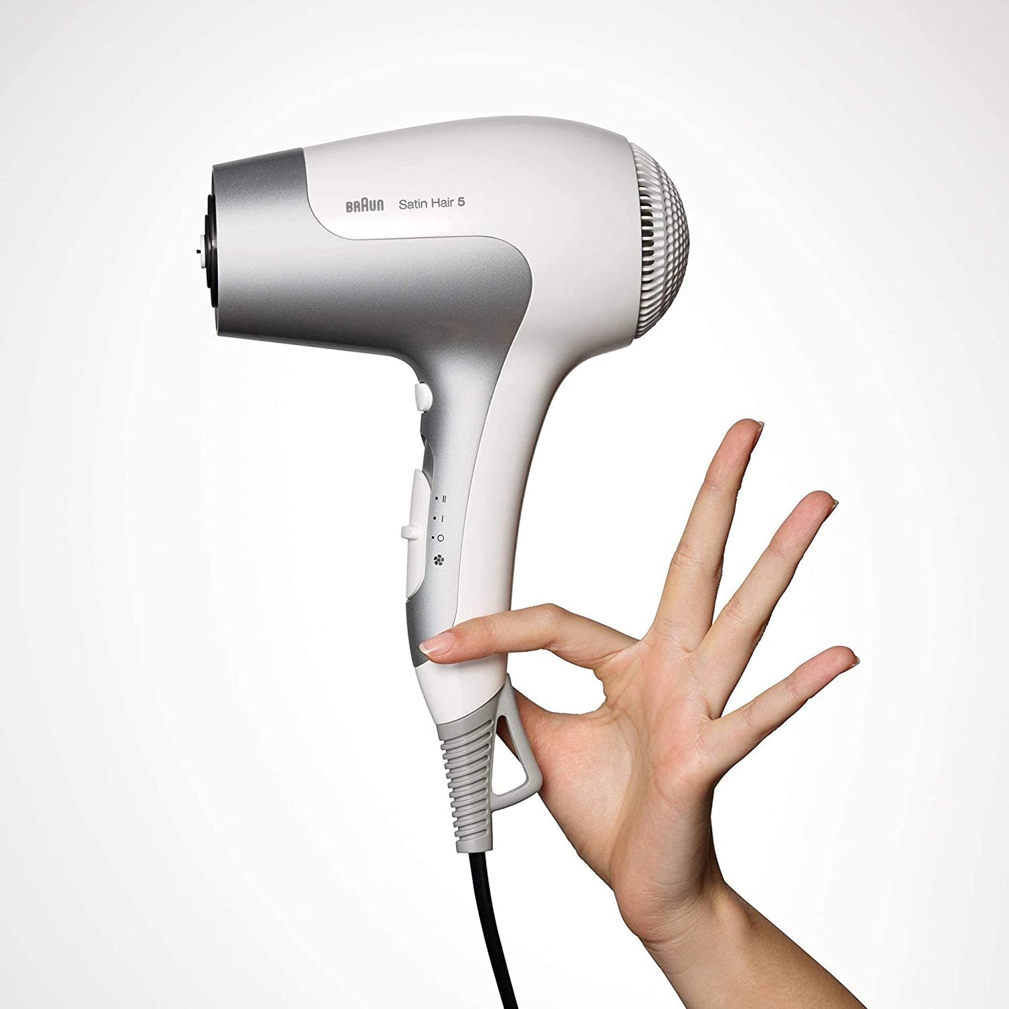 Braun HD580 Satin Hair 5 Power Perfection Hair Dryer (White/Grey)
