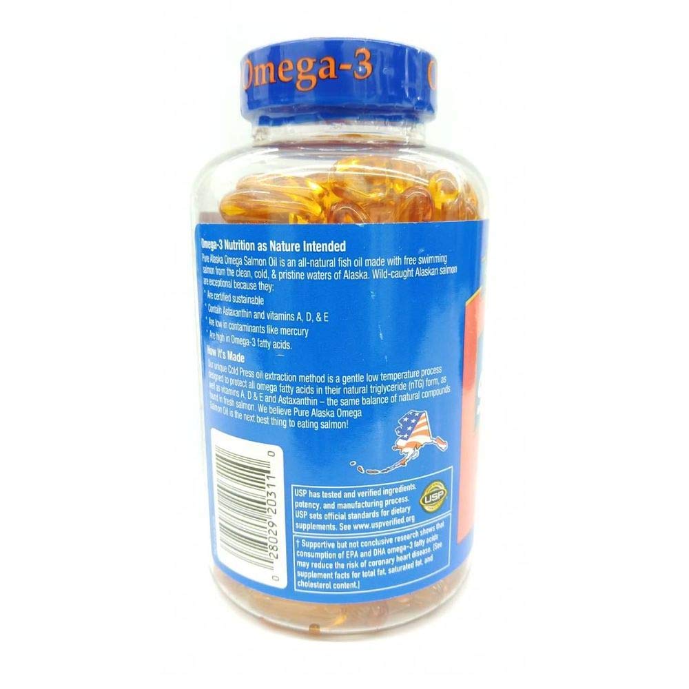 Pure Alaska Omega-3 Wild Alaskan Salmon Oil 1000mg Softgels 180-Count - Medaid International