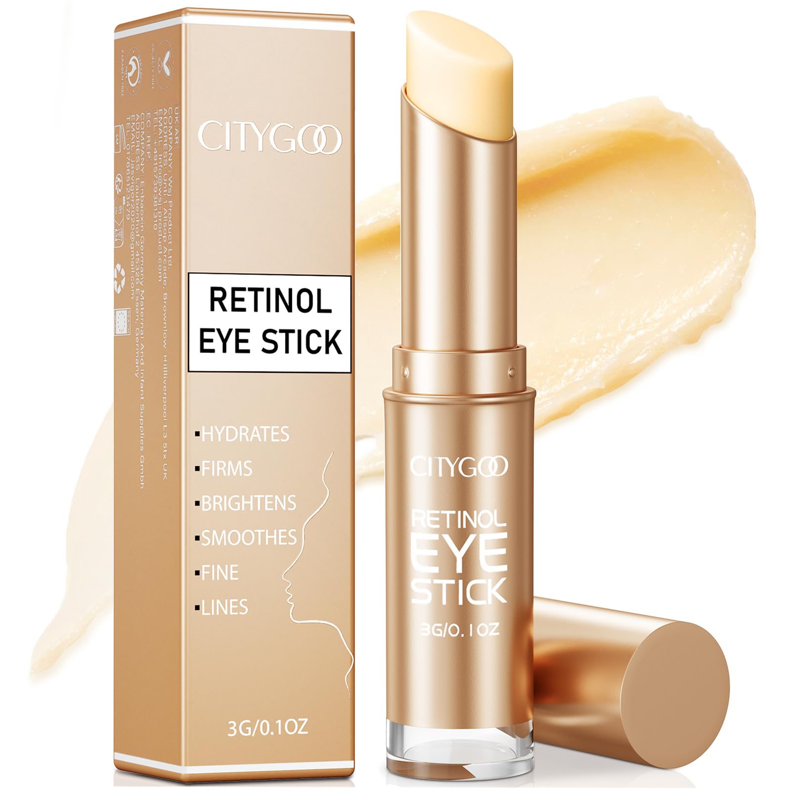 CITYGOO Retinol Eye Stick With Collagen, Hyaluronic Acid For Dark Circle, Under Eye Cream Anti Aging, For Puffiness and Bags Reduces Fine Lines (Retinol Eye Stick, 1pcs) - Medaid International