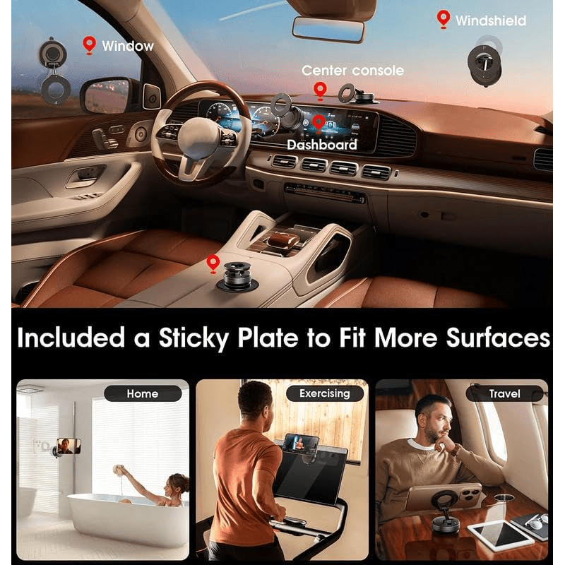 Magnetic Car Phone Mount ‚Äì Upgraded Vacuum Suction Holder, 360¬∞ Adjustable Dashboard & Windshield Bracket - Medaid International