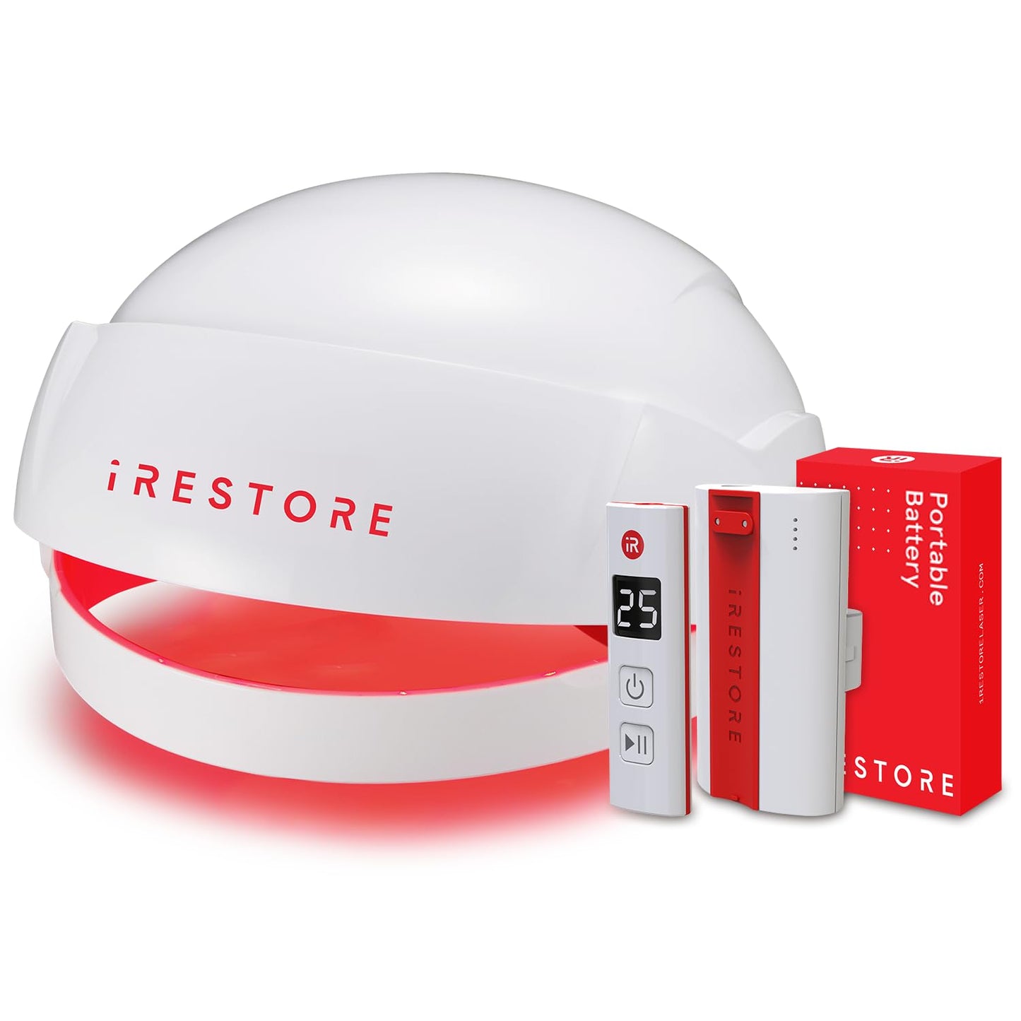 iRestore Essential Laser Hair Growth System + Rechargeable Battery Pack - FDA Cleared Hair Regrowth for Men & Women with Thinning Hair - Medaid International