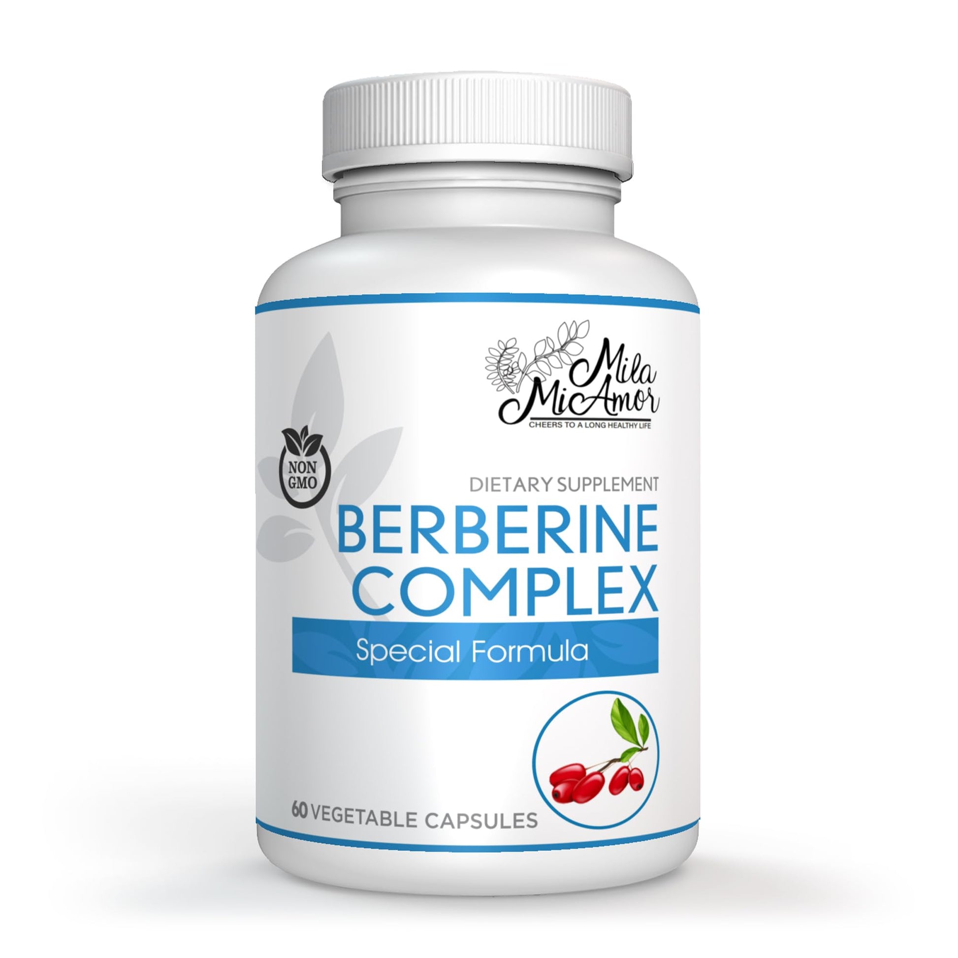 Mila Miamor Berberine Complex HCL 500mg - Special Berberine Supplement with Melon Fruit & Banaba Leaf - Non-GMO, Made in USA - Heart, Cognitive & Gastrointestinal Health - 60 Capsules - Medaid International