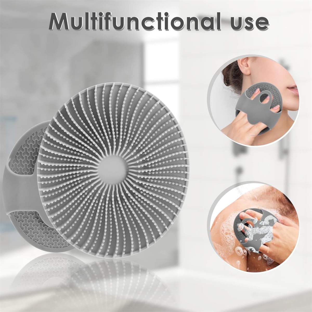 TERRIFI Silicone Body Scrubber, Multifunction Exfoliator Bath Brush for Use in Shower, Ergonomic No-Slip Handle And Easier Product Foam