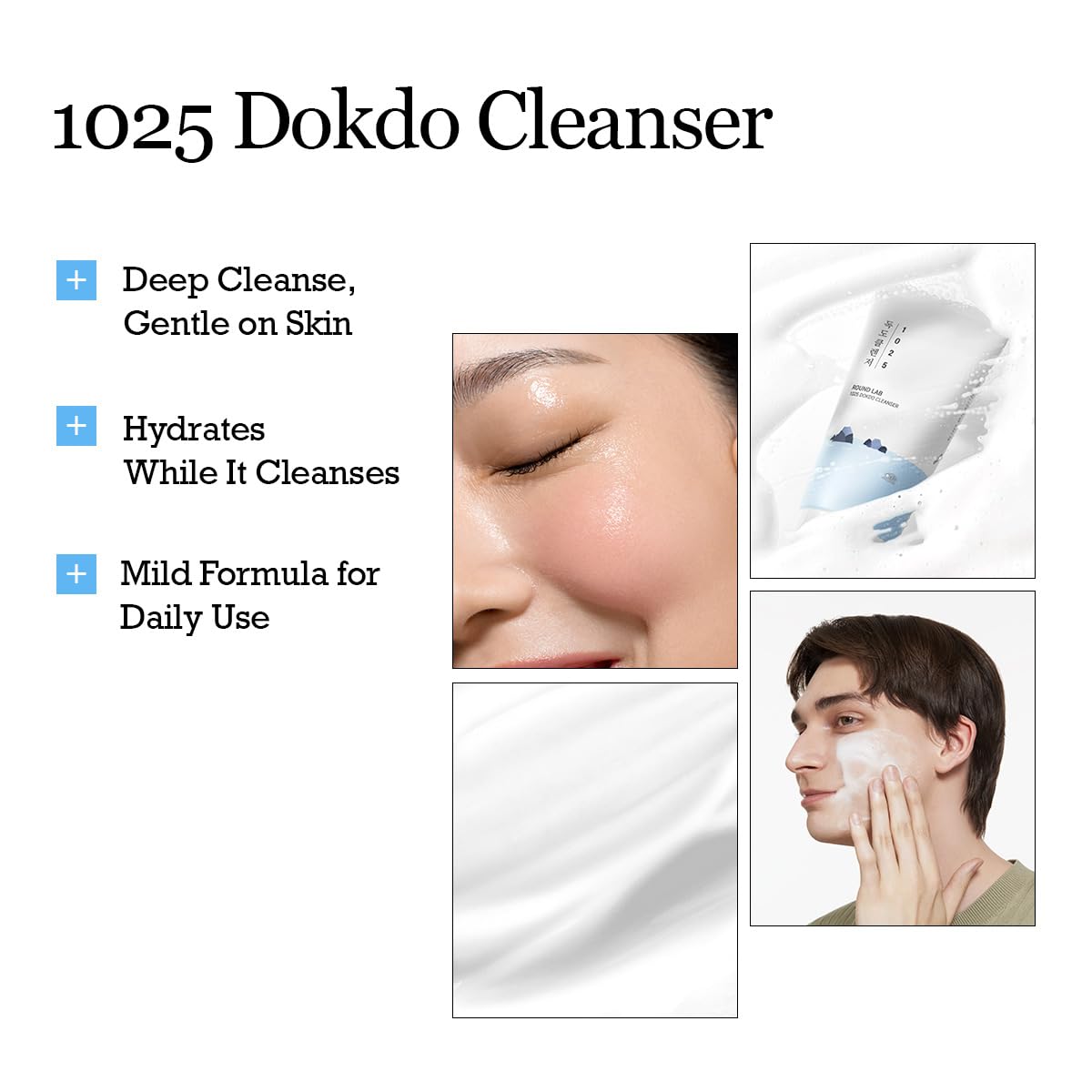 ROUND LAB 1025 Dokdo Cleanser 5.07 Fl Oz, Low pH Facial Cleanser for Sensitive Skin, Rich Soft Bubbles for Deep Cleansing and Makeup Removal, Hydrating Face Wash with Deep Sea Water, Korean Skin Care - Medaid International