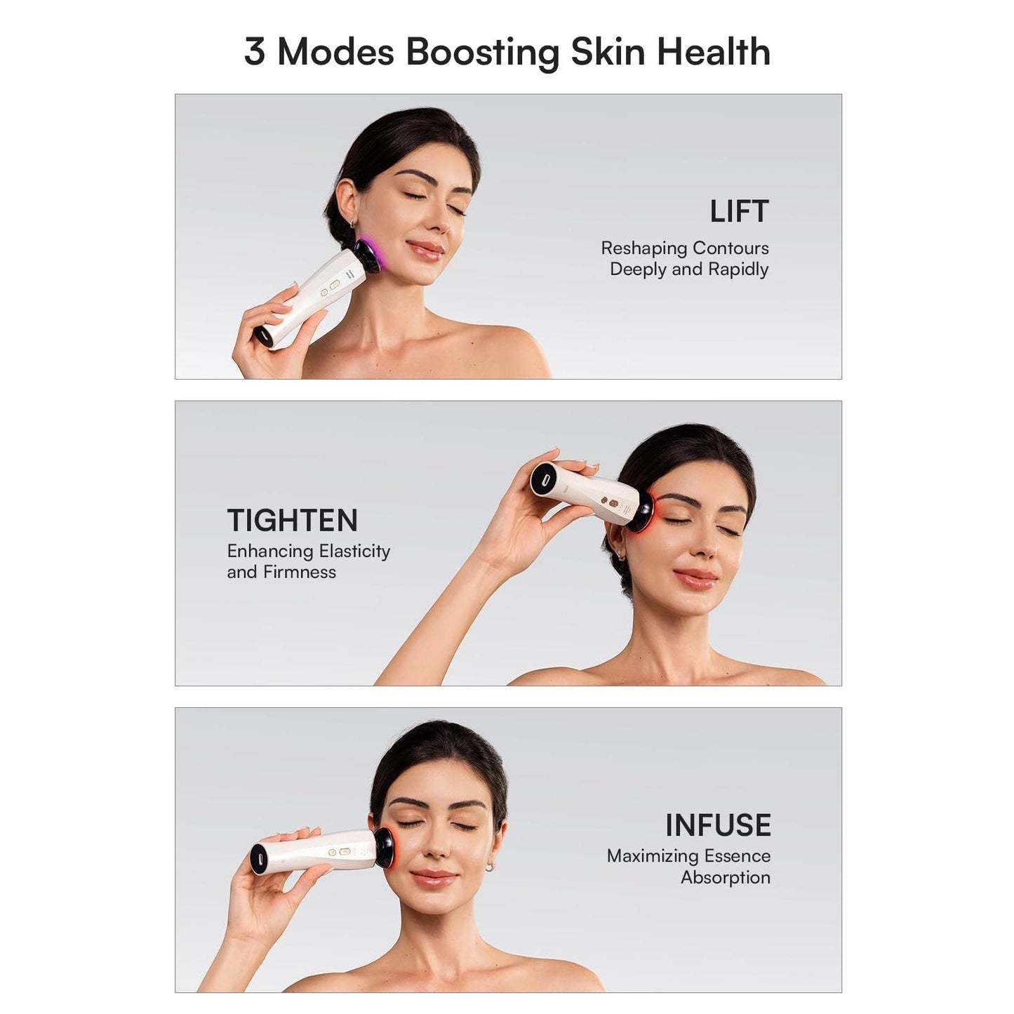 INIA 3-in-1 Red Light Therapy for Face and Neck Beauty Device for Puffiness & Skin Firming Skincare Tool (White) - Medaid International