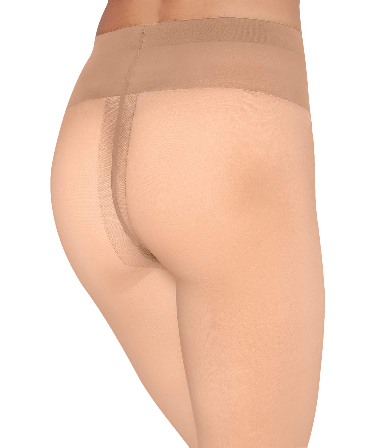 Wolford Individual 10 Tights For Women Sheer Shaping Pantyhose Reinforced Panty Shadow Toe Soft Waistband for All-Day Comfort Gobi Beige Small - Medaid International