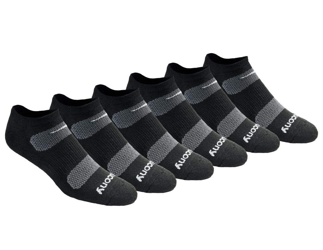 Saucony mens Multi-pack Mesh Ventilating Comfort Fit Performance No-show Socks, Black Basic (6 Pairs), Shoe Size 8-12 US - Medaid International