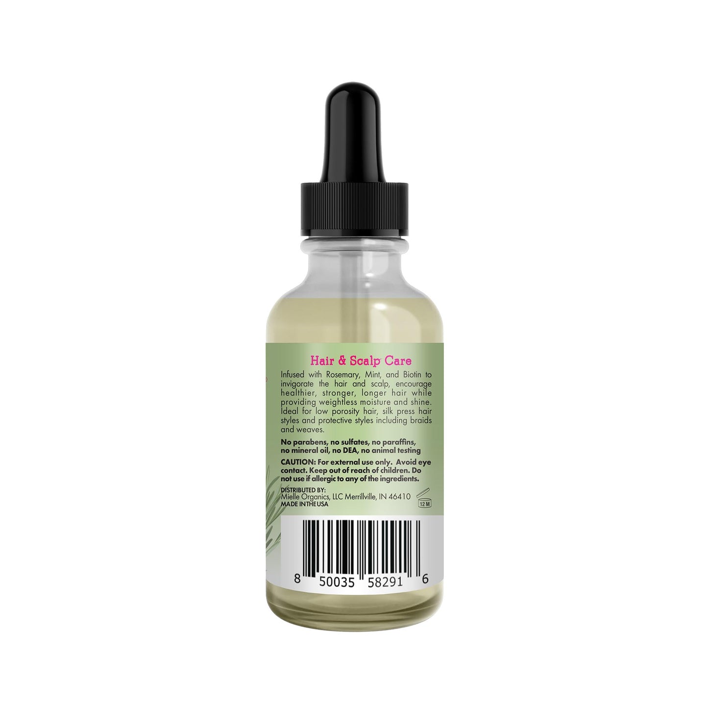 Mielle Organics Rosemary & Mint Light Hair Oil, Split Ends & Dry Scalp Treatment - Infused with Biotin & Essential Oils for Strengthening, Soothing, Moisturizing & Encouraging Longer Hair (2 Oz) - Medaid International