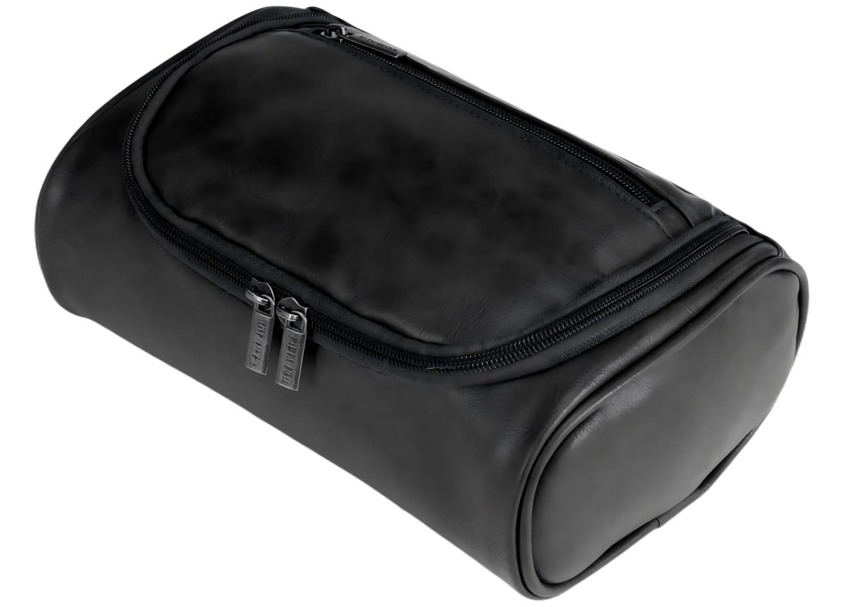 KASTWAVE Toiletry Bag for Men, Premium Quality Durable and Stylish Travel Organizer, Waterproof Leather Dopp Kit for Men, Toiletries Accessories, for Travel, Grooming and Personal Care (Black)