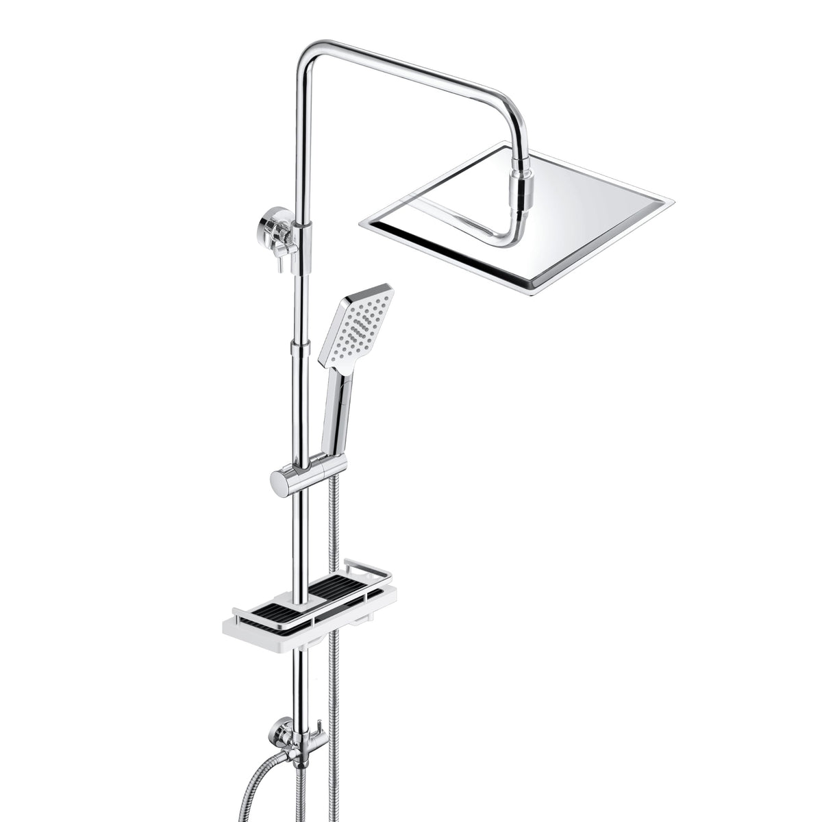 JOHO Shower Column without Taps Adjustable Fixings Heavy Duty Wall Set Bath Shower Shower Bathroom with Rain Shower Effect ABS D20 cm