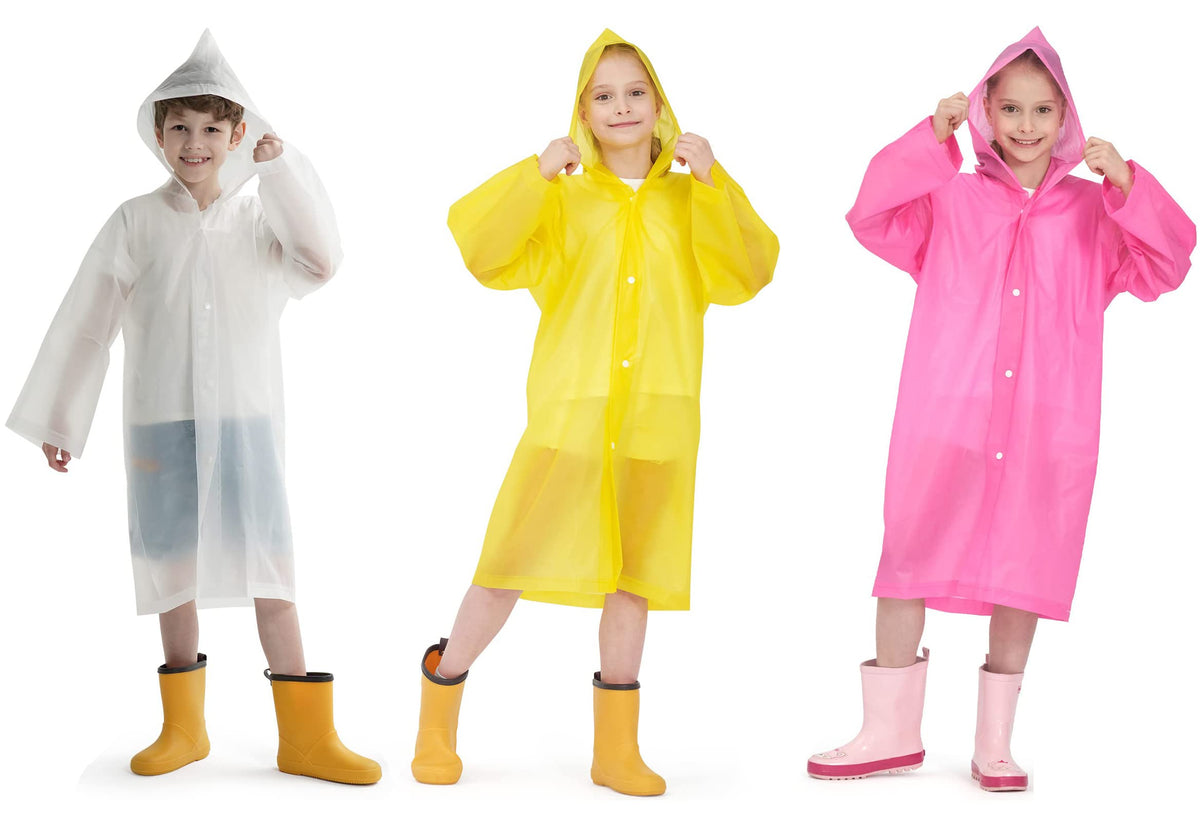 Kids Waterproof Raincoat, EVA Portable Rain Poncho, for Girls Boys Toddler Rainwear Rain Jacket Cape, Reusable Children Raincoat for Outdoor Climbing Cycling Hiking Camping