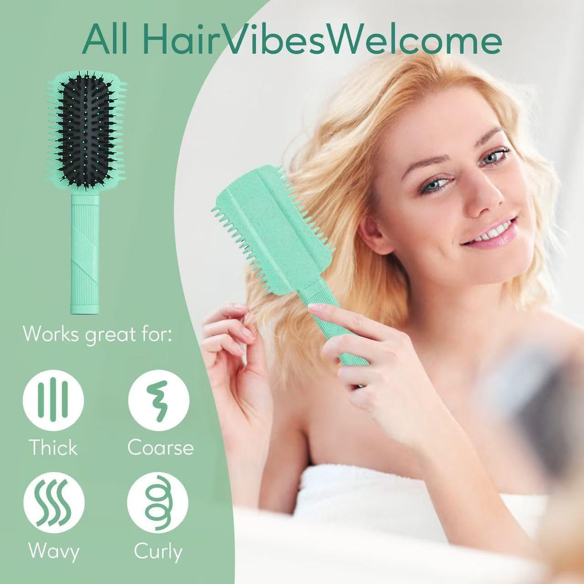 KASTWAVE Curl Defining Brush, Vented Hair Brush for Detangling, Volume Curl Defining Brush for Effortlessly Detangling Shaping and Styling, Enhances Curls Definition & Separation, Green