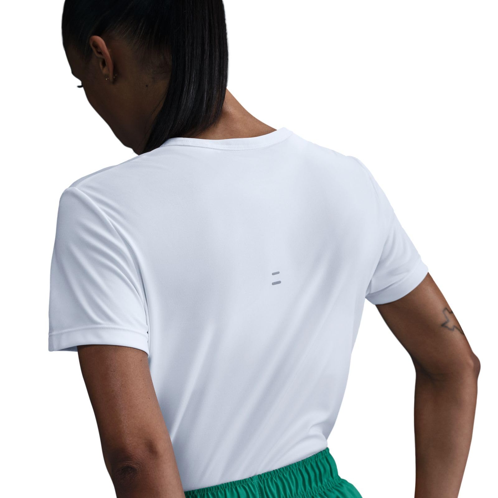 Nike Women's Standard Tempo Dri-Fit Short-Sleeve Running Top, White/Reflective Silver - Medaid International