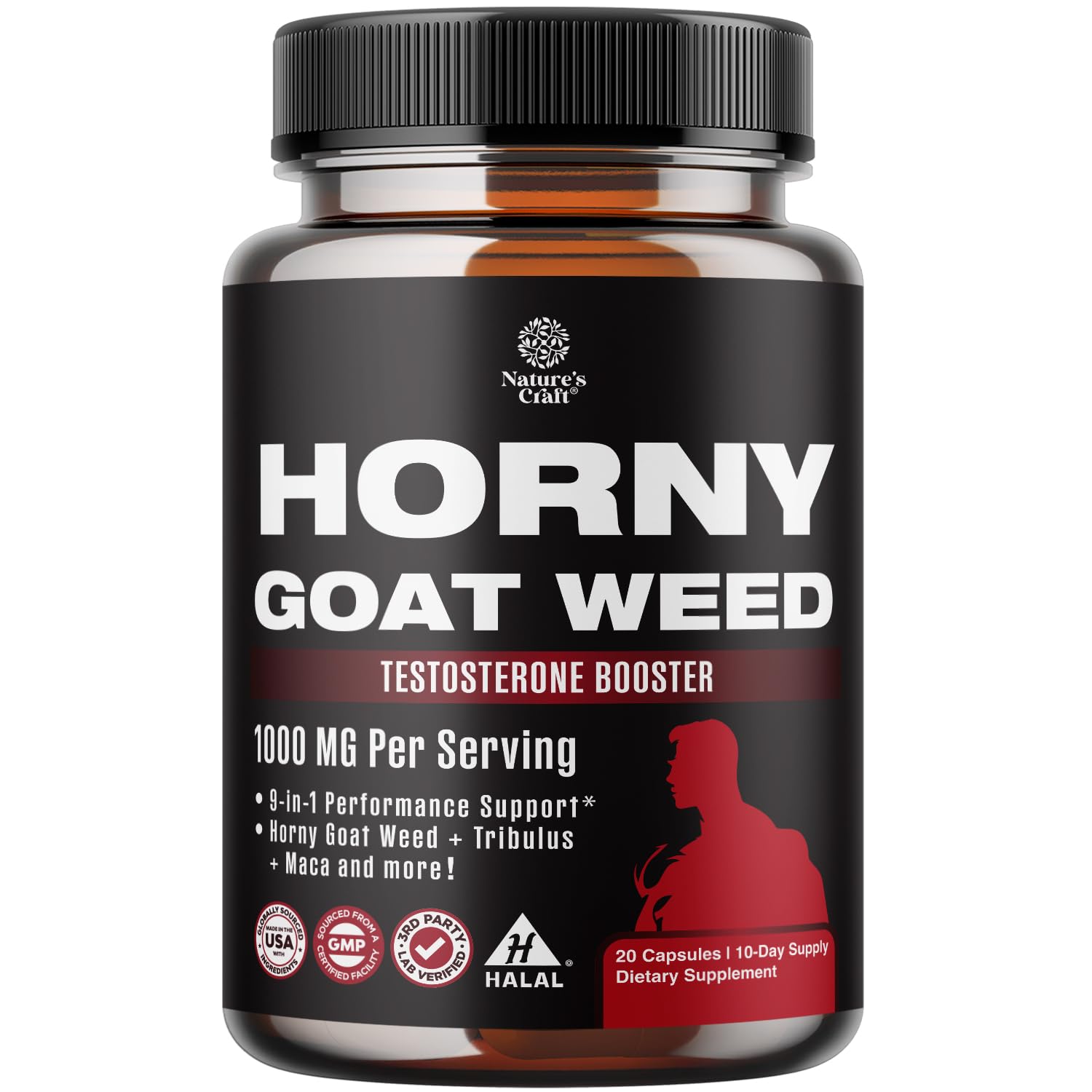 Horny Goat Weed for Male Enhancement - Extra Strength Horny Goat Weed for Men 1000mg per Serving Complex with Tongkat Ali Saw Palmetto Extract Panax Ginseng and Black Maca Root for Stamina & Energy - Medaid International