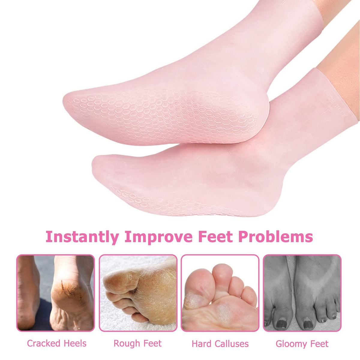 KASTWAVE Moisturizing Socks, Long Silicone Socks, Aloe Socks, Soft Gel Socks, Women Foot Spa Pedicure Socks for Repairing Cracked Heel, Dry Feet, Softening Calluses, Rough Skin