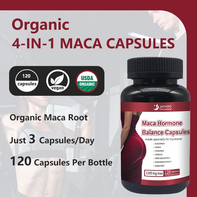 JAYHOO Black Maca Root Capsules, Immune Support Supplement, 120 Capsules, Hip Enlargement Formula for Women, GMP Certified, Made by Anhui Jiahong Health - Medaid International