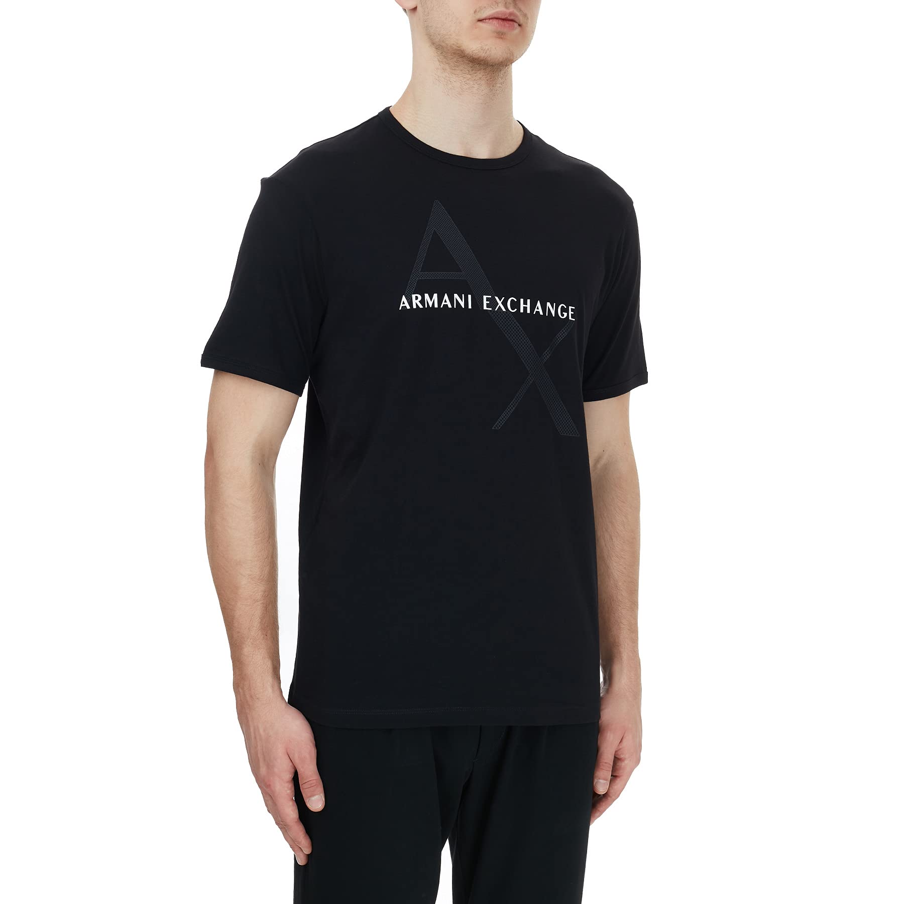 Armani Exchange Men's Crew Neck Logo Tee T Shirt, Black, Large - Medaid International