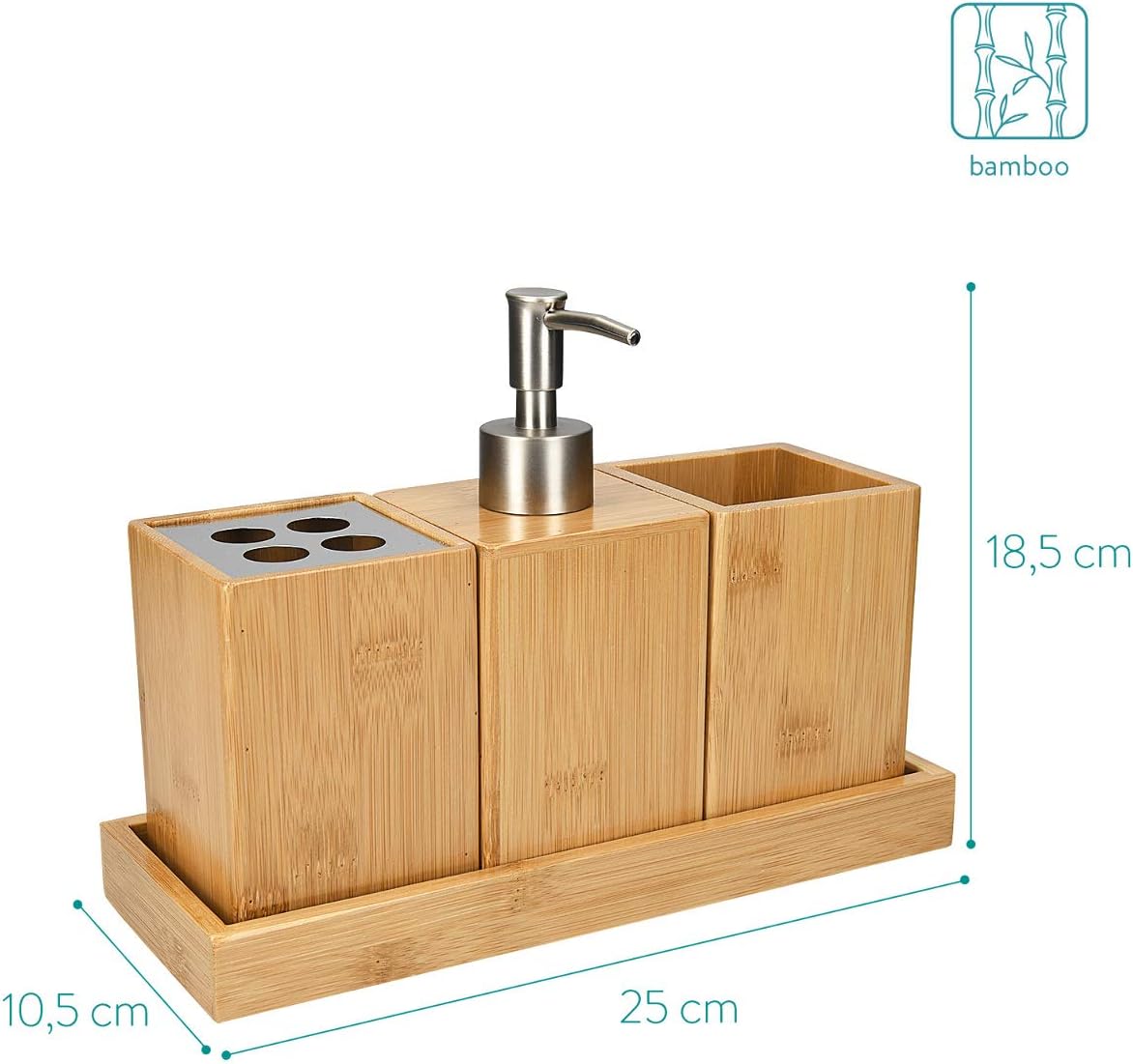 Danny Home Natural Bamboo Bathroom Accessories Set